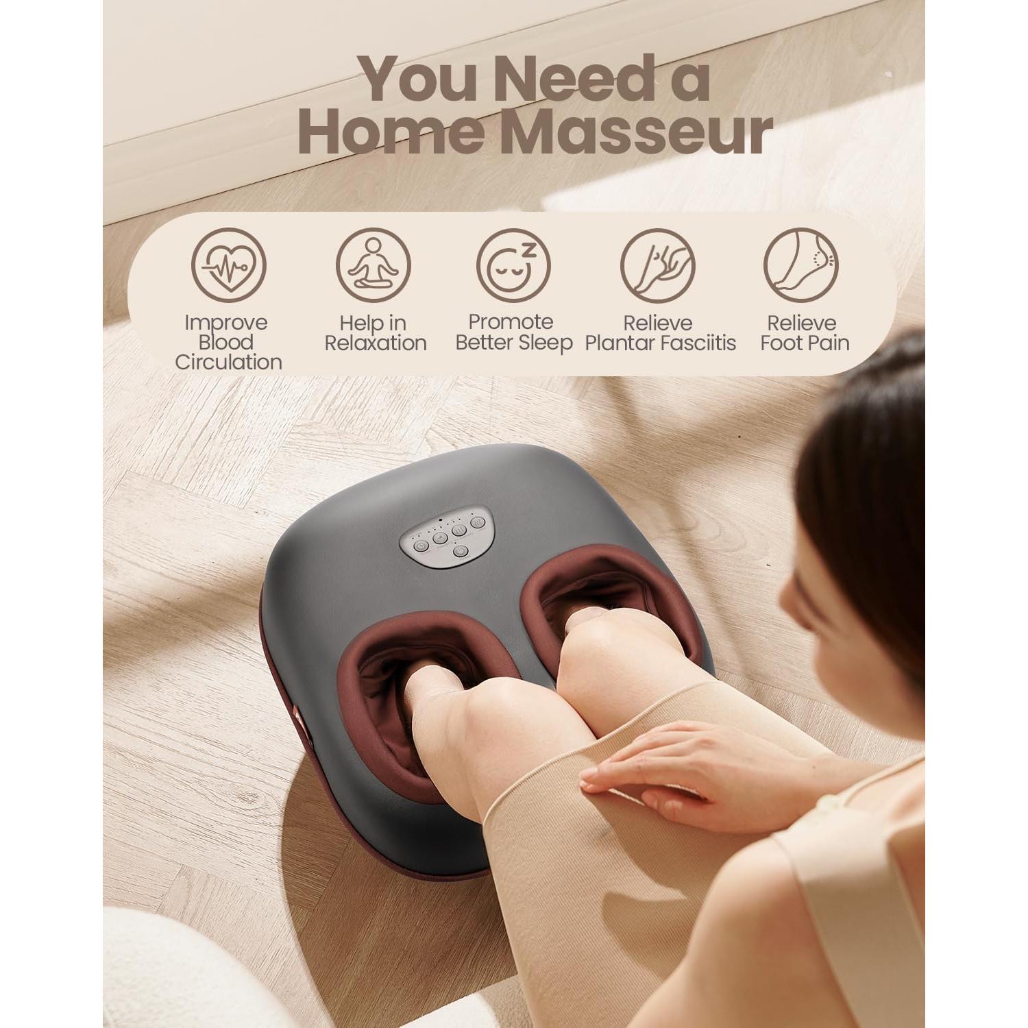 Masajeador de pies Puboo con calor y control remoto, 2.5 kg