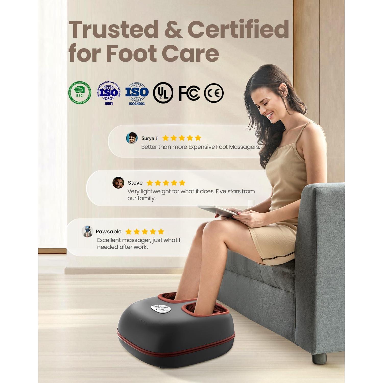 Masajeador de pies Puboo con calor y control remoto, 2.5 kg