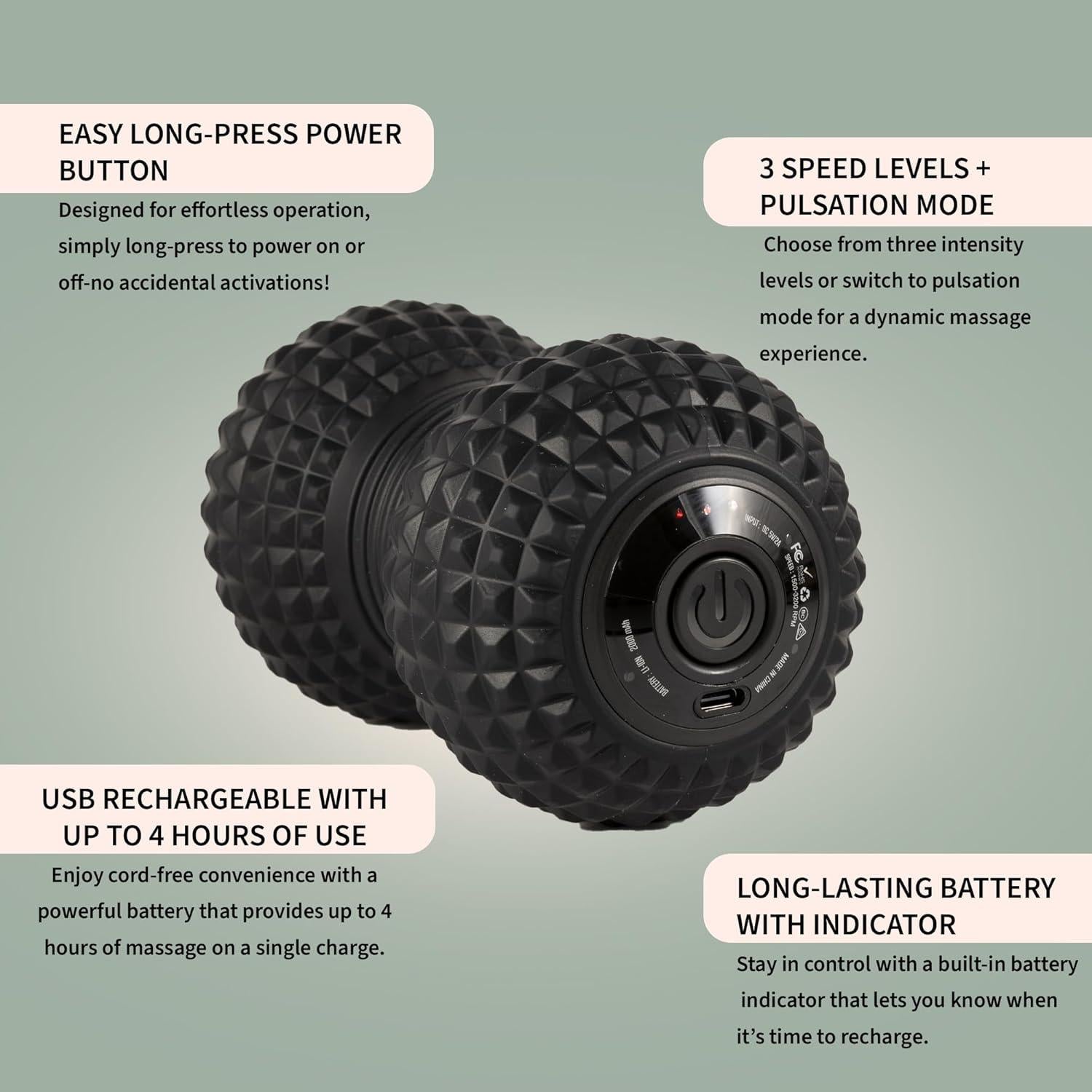 Bola de Masaje Vibrante Exelleon 4 Velocidades 8.89cm