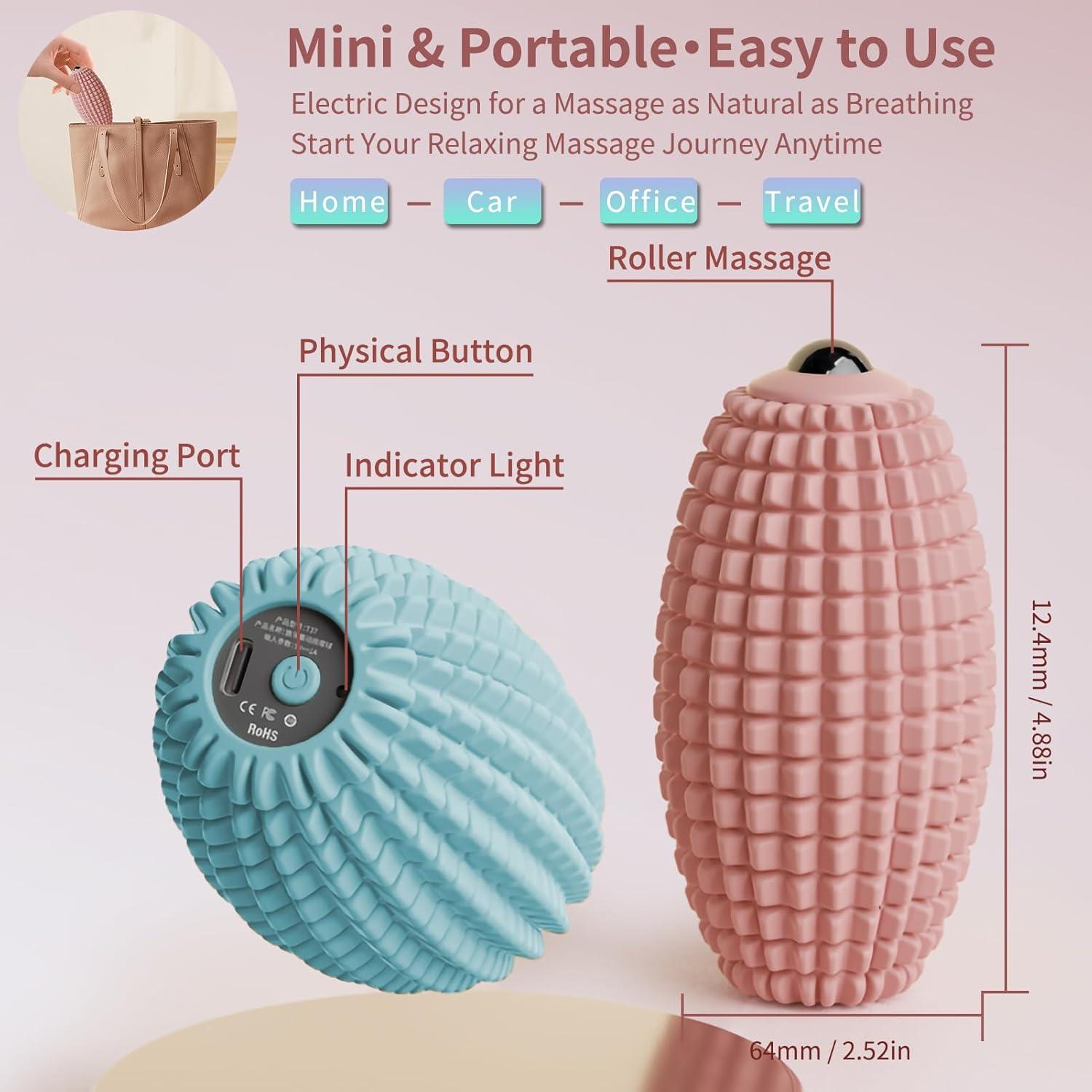 Bola de Masaje Vibrante JIEJUNJIE Rosa, 3 Modos, Portátil