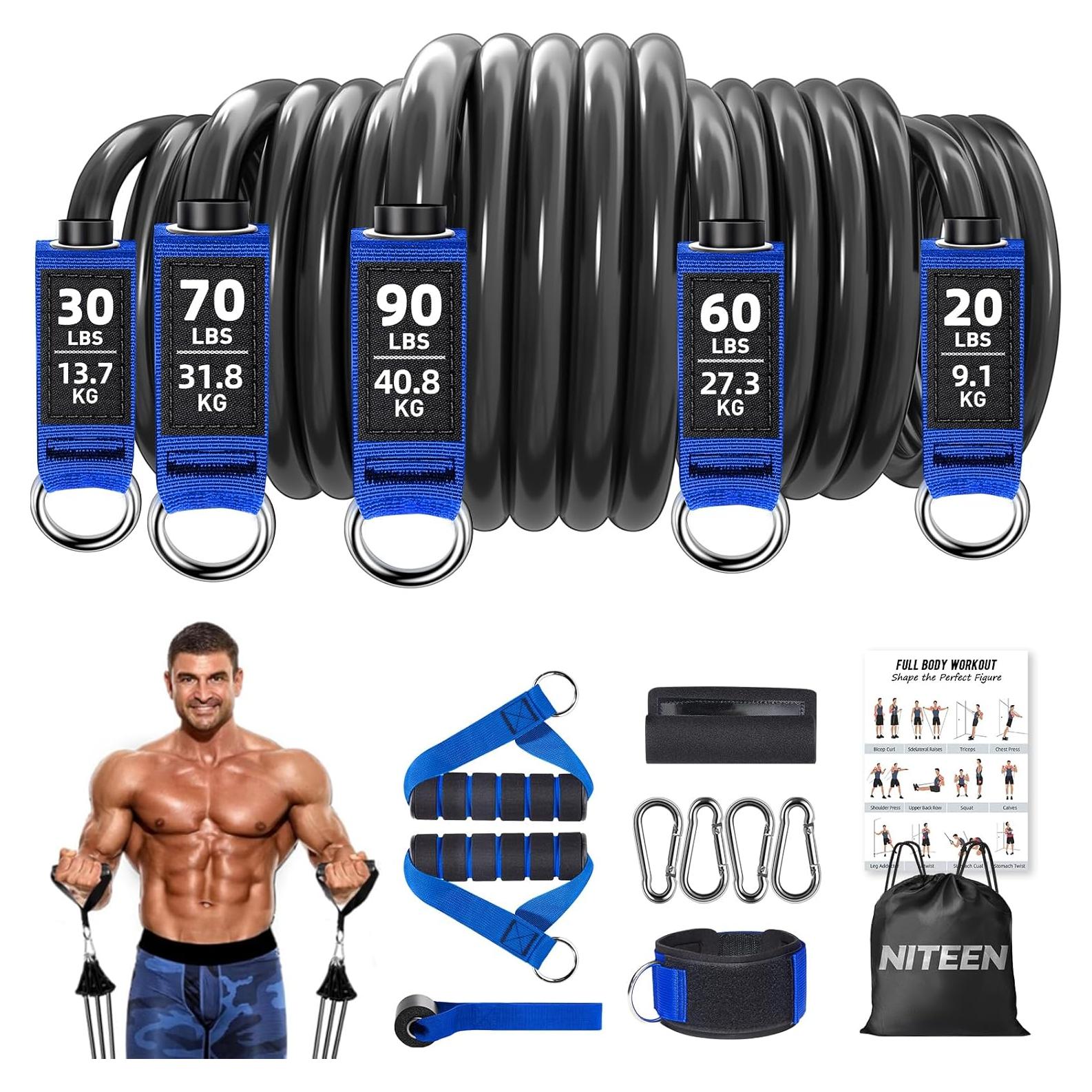 Bandas de Resistencia NITEEN 270lbs con Mangos y Anclaje