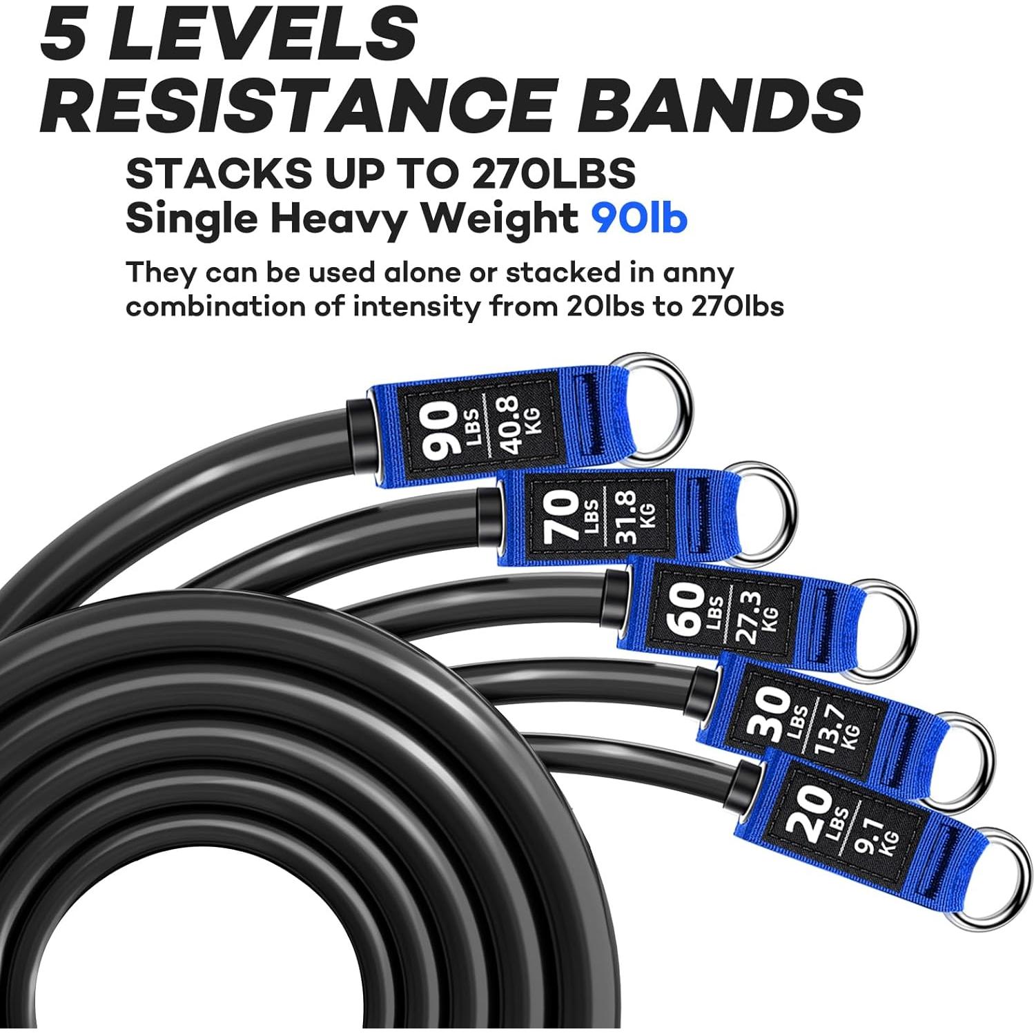 Bandas de Resistencia NITEEN 270lbs con Mangos y Anclaje