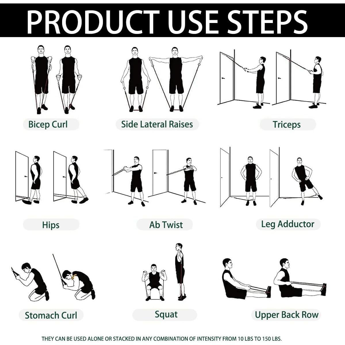 Bandas de Resistencia Zhiamz con Mangos - Láttex Natural, 5 Niveles