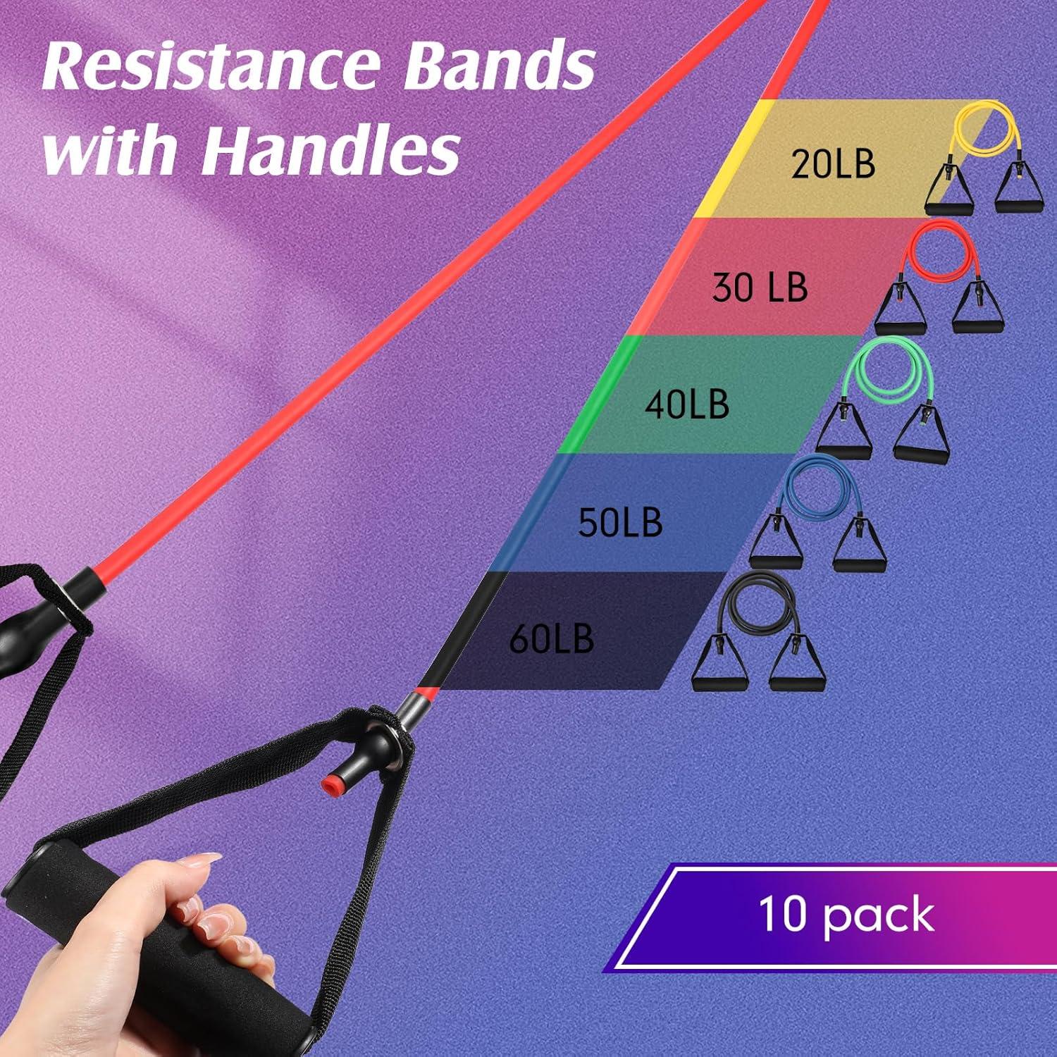 Set de 10 Bandas de Resistencia Shappy Multicolor 9-27 kg