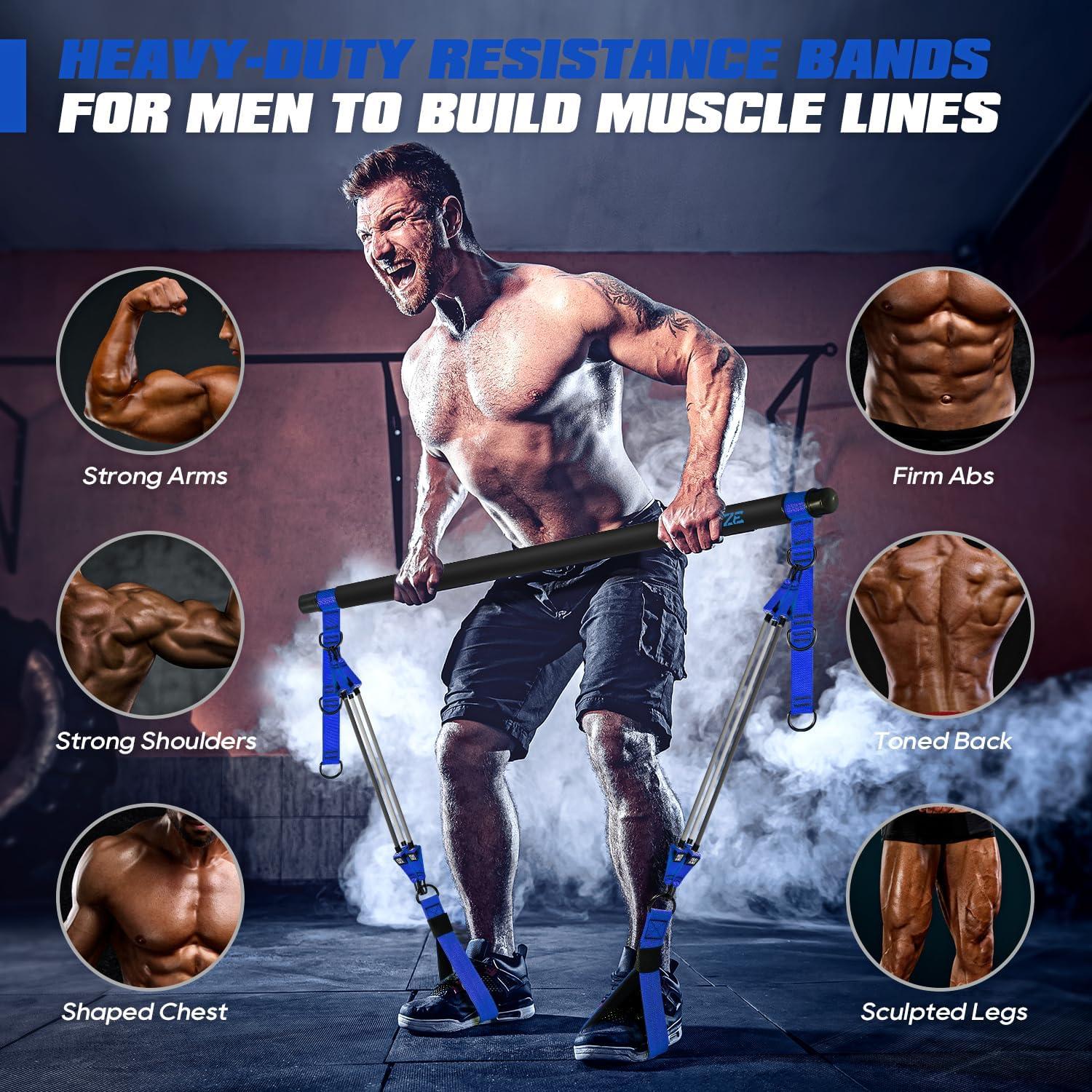 Kit de Bar Pilates KUTIZE con Bandas de Resistencia 122kg