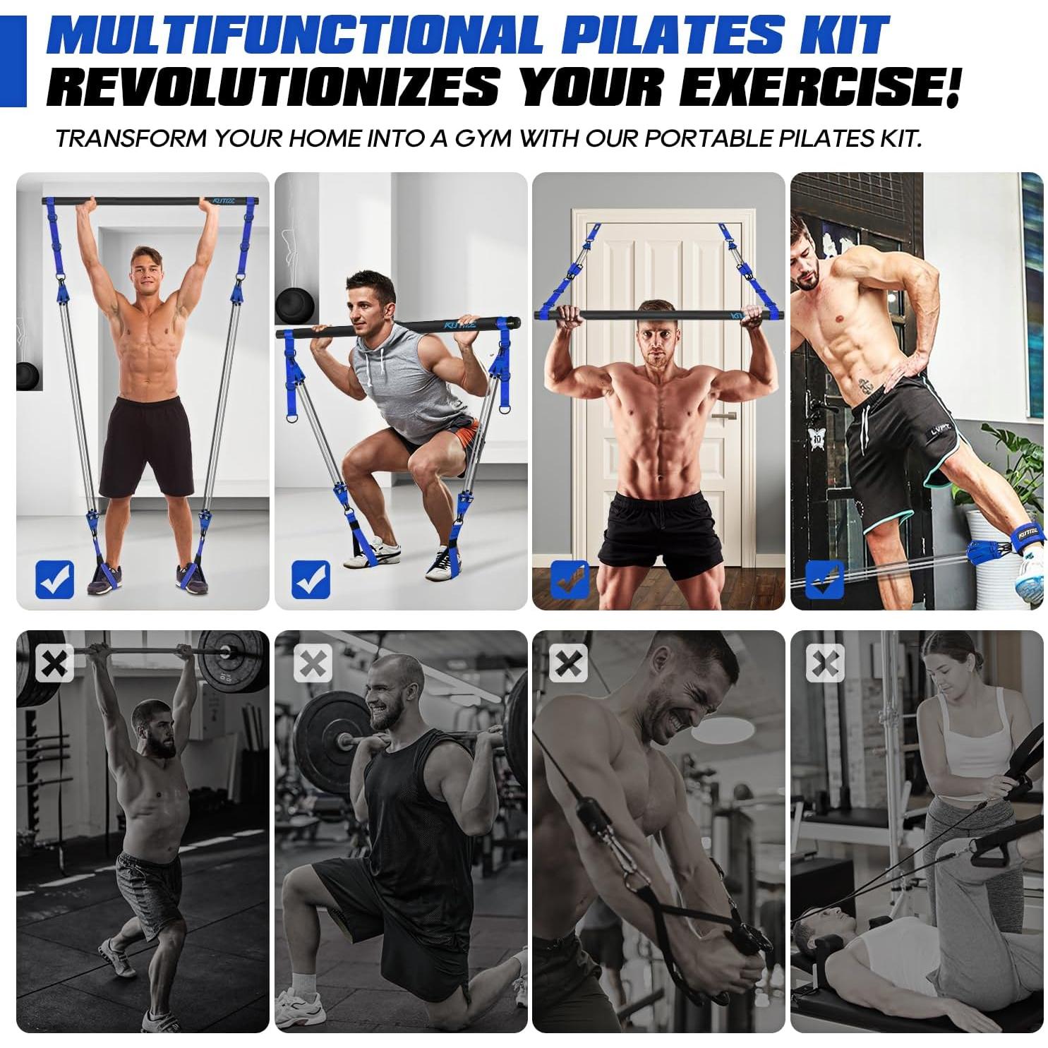 Kit de Bar Pilates KUTIZE con Bandas de Resistencia 122kg