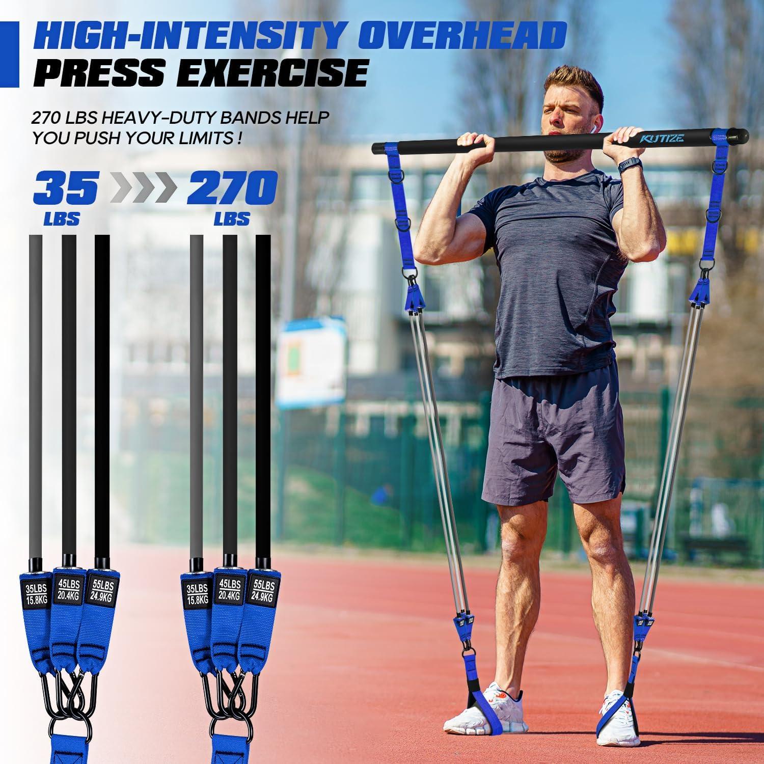 Kit de Bar Pilates KUTIZE con Bandas de Resistencia 122kg