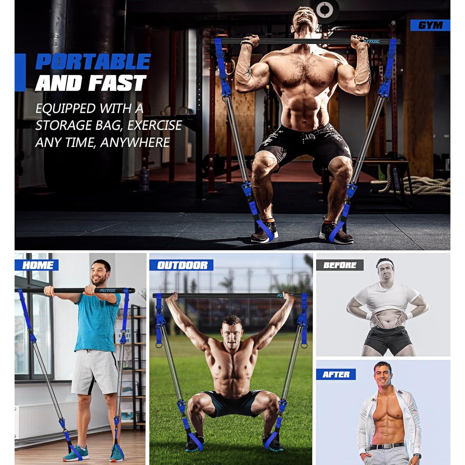 Kit de Bar Pilates KUTIZE con Bandas de Resistencia 122kg