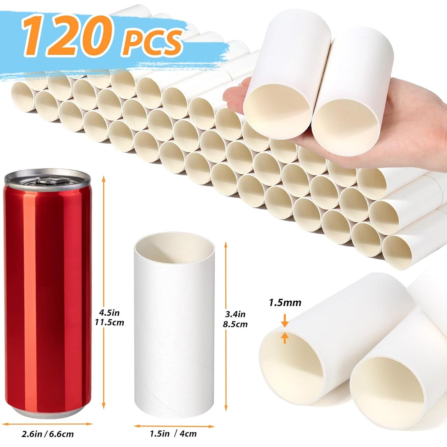 120 Tubos de Cartón para Manualidades MAPVOLUT 8.5 cm Blanco