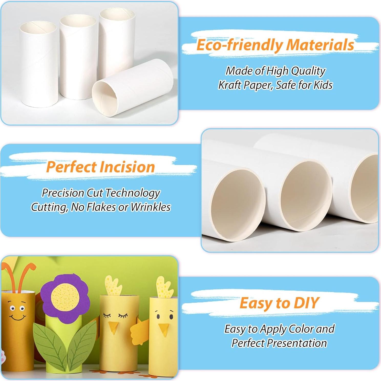 120 Tubos de Cartón para Manualidades MAPVOLUT 8.5 cm Blanco