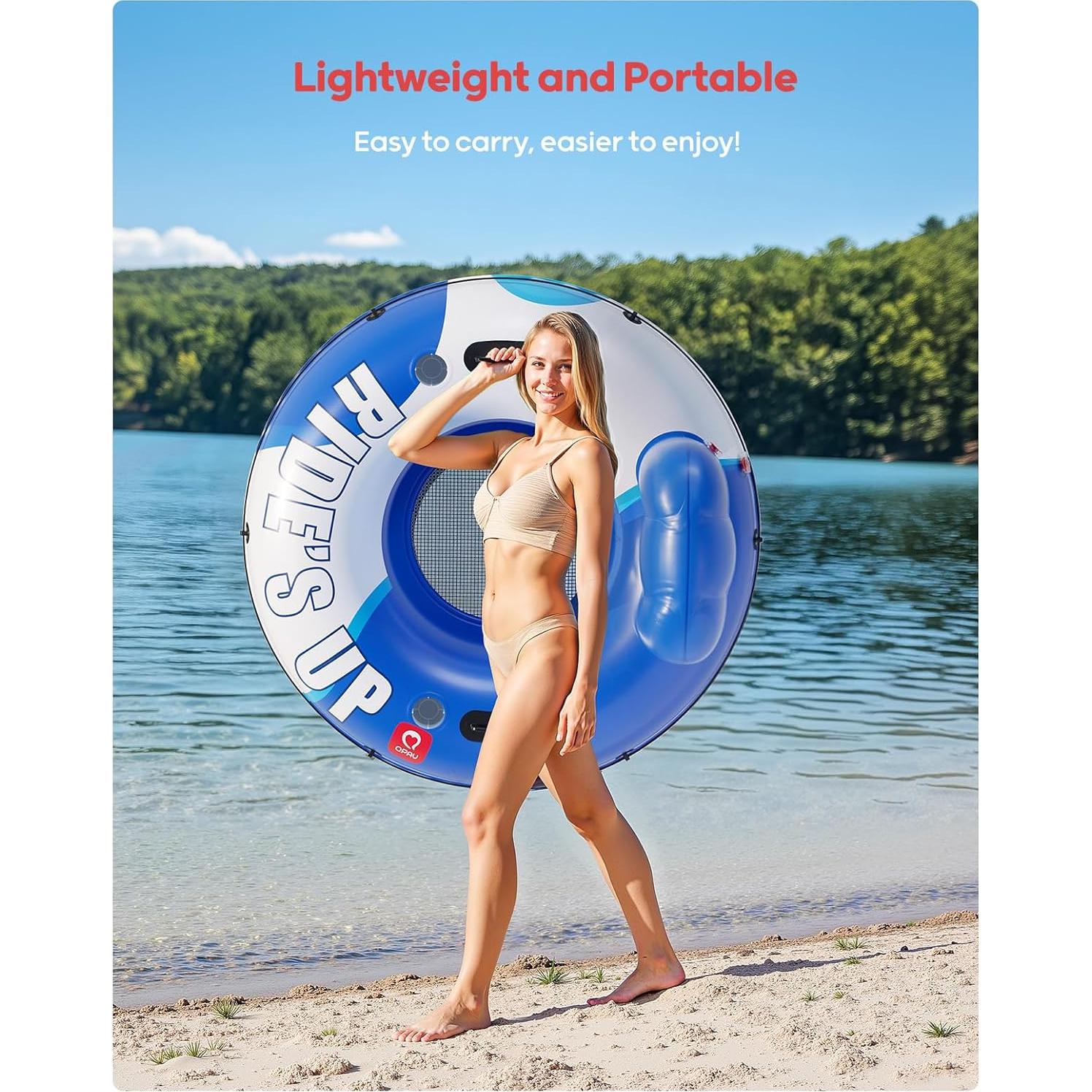 Tubo Inflable para Río QPAU 119 cm con 2 Portavasos y Respaldo