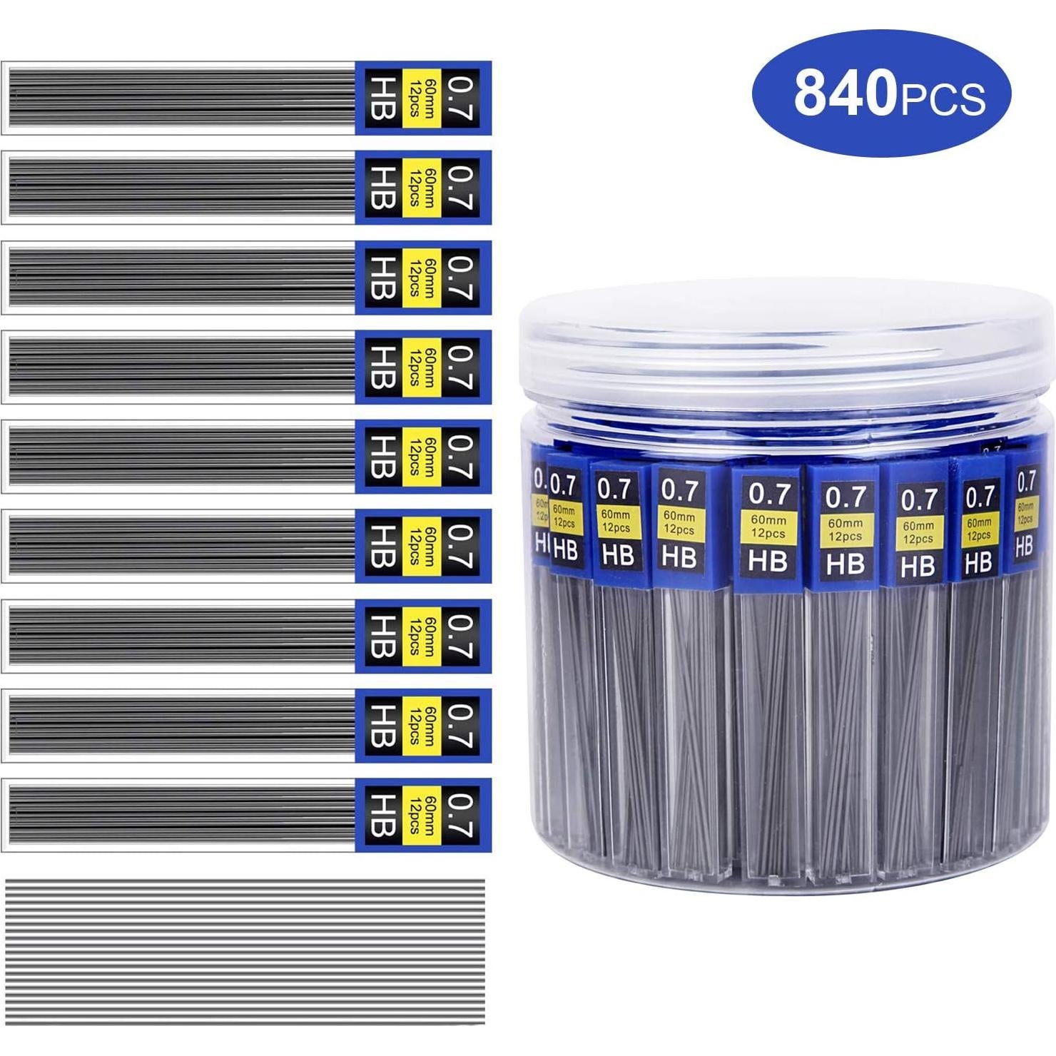 Recargas de Plomo Morepack 0.7 mm HB - 840 Piezas en 70 Tubos