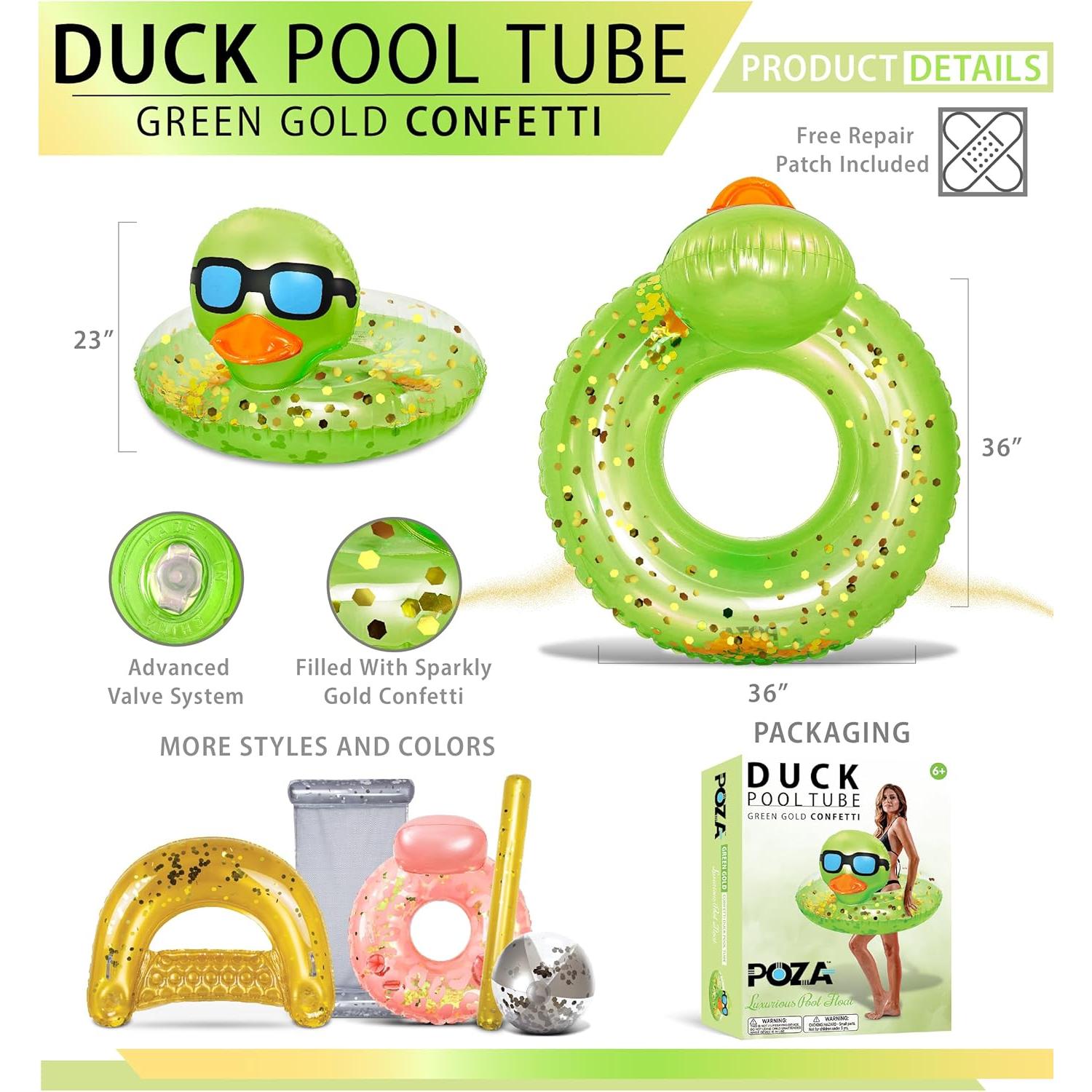 Flotador Inflable de Pato POZA 91 cm Vinilo Resistente UV