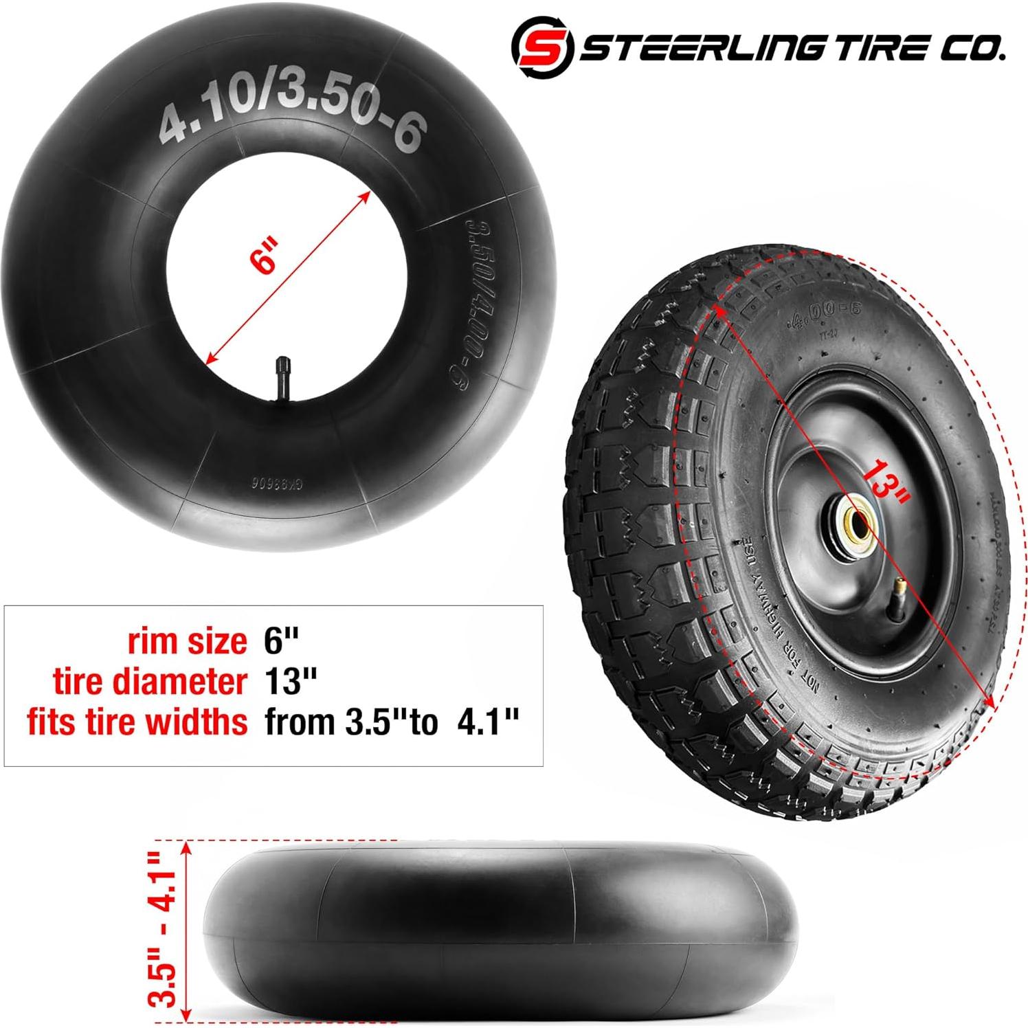 Tubo Interior Extra Resistente Steerling 4.10/3.50-6 - 2 Paquete