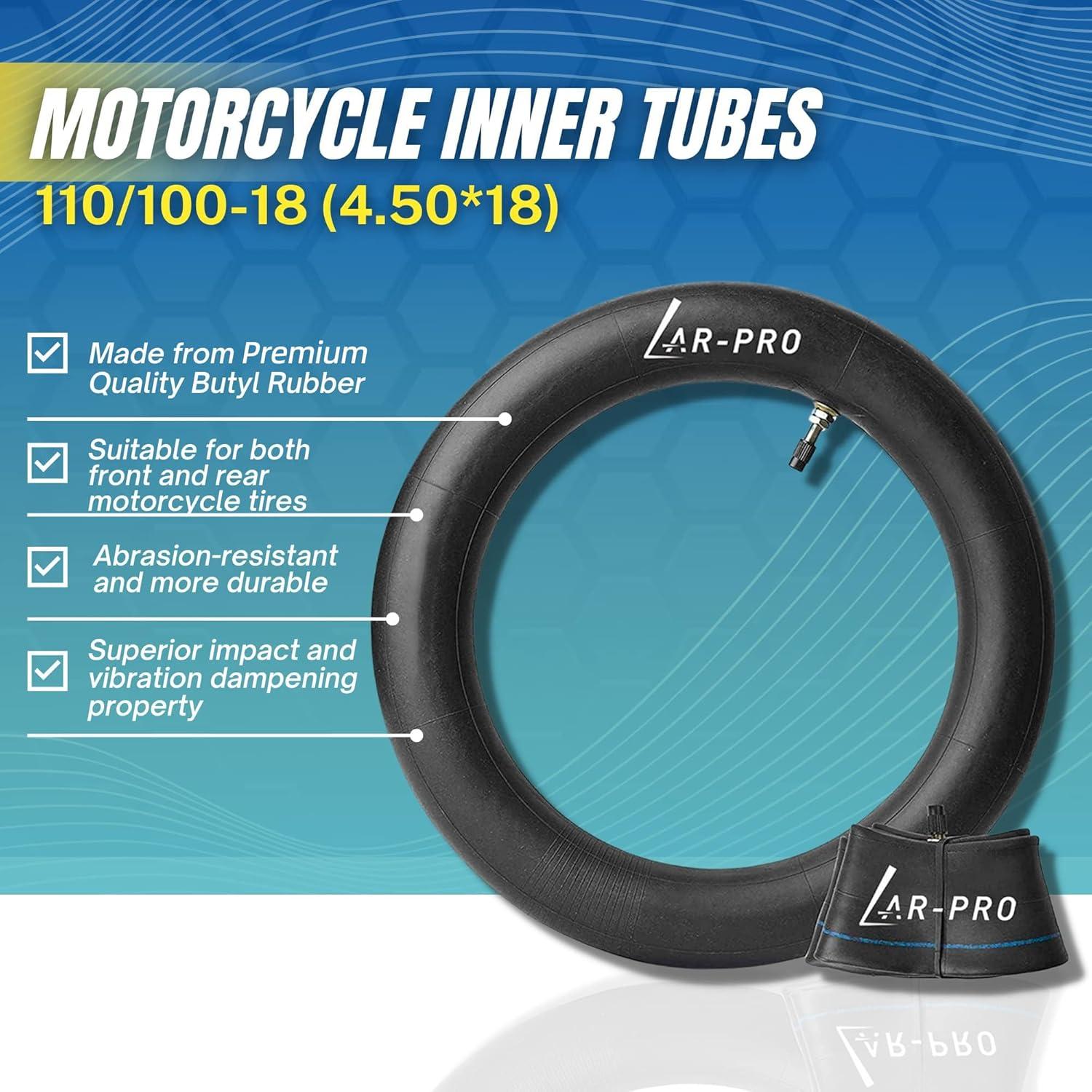 Paquete de 2 Tubos Internos AR-PRO 110/100-18 Caucho Butílico