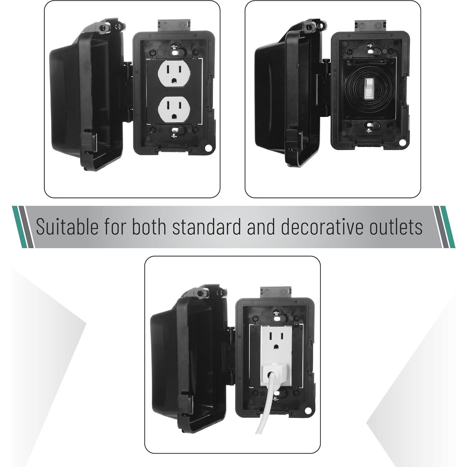 Cubierta de Salida Eléctrica Exterior Bates 1-Gang Negra