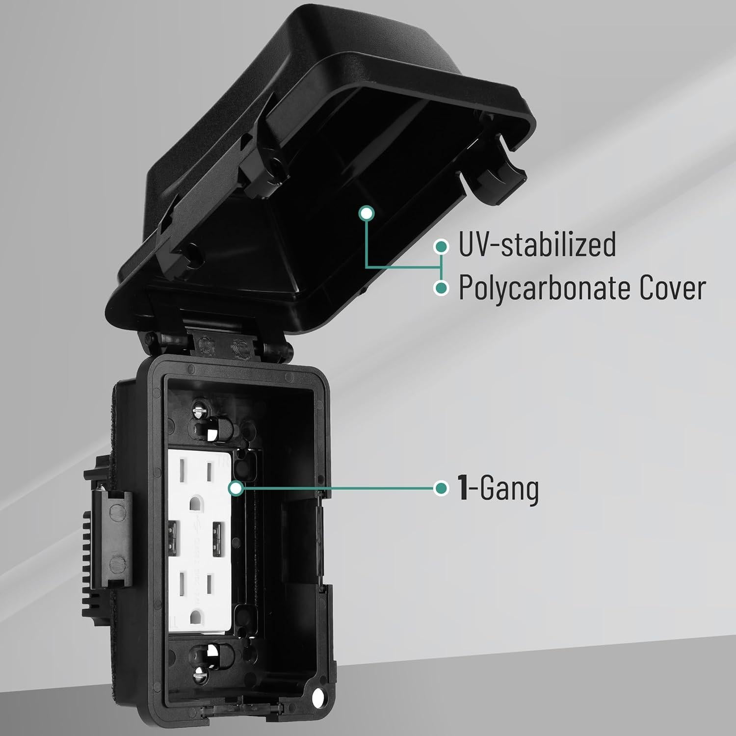 Cubierta de Salida Eléctrica Exterior Bates 1-Gang Negra