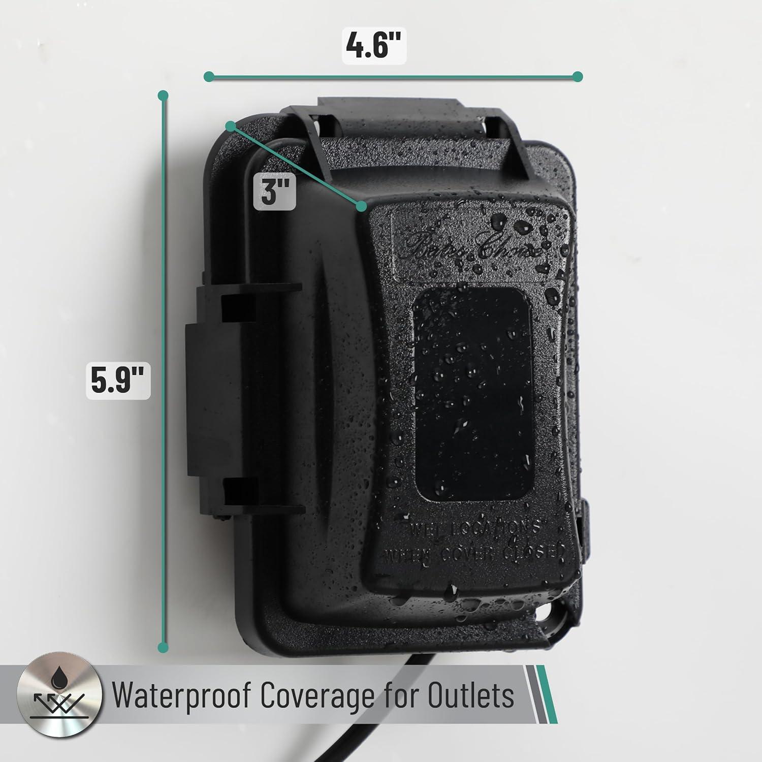 Cubierta de Salida Eléctrica Exterior Bates 1-Gang Negra