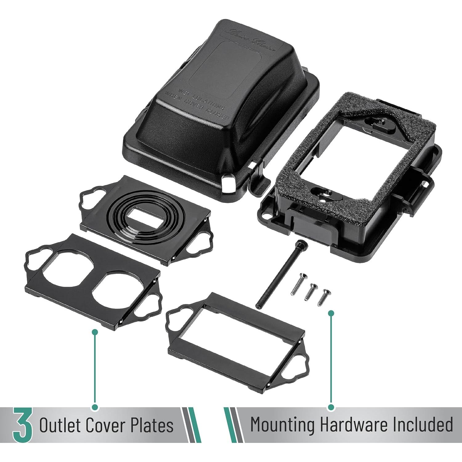Cubierta de Salida Eléctrica Exterior Bates 1-Gang Negra