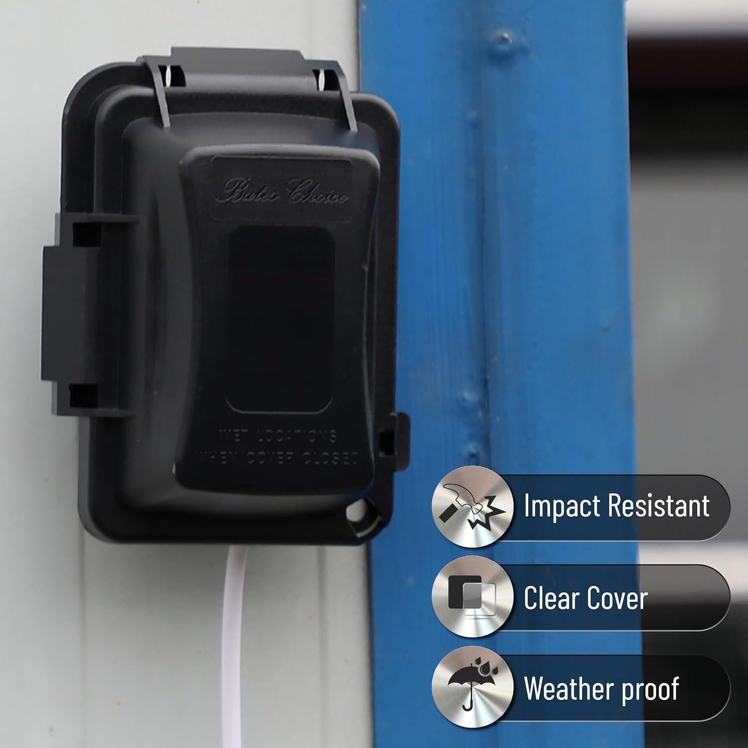 Cubierta de Salida Eléctrica Exterior Bates 1-Gang Negra