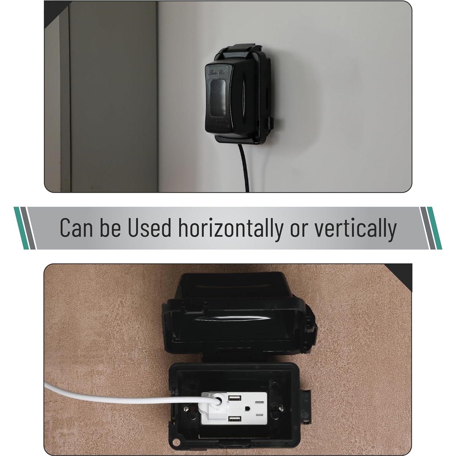 Cubierta de Salida Eléctrica Exterior Bates 1-Gang Negra