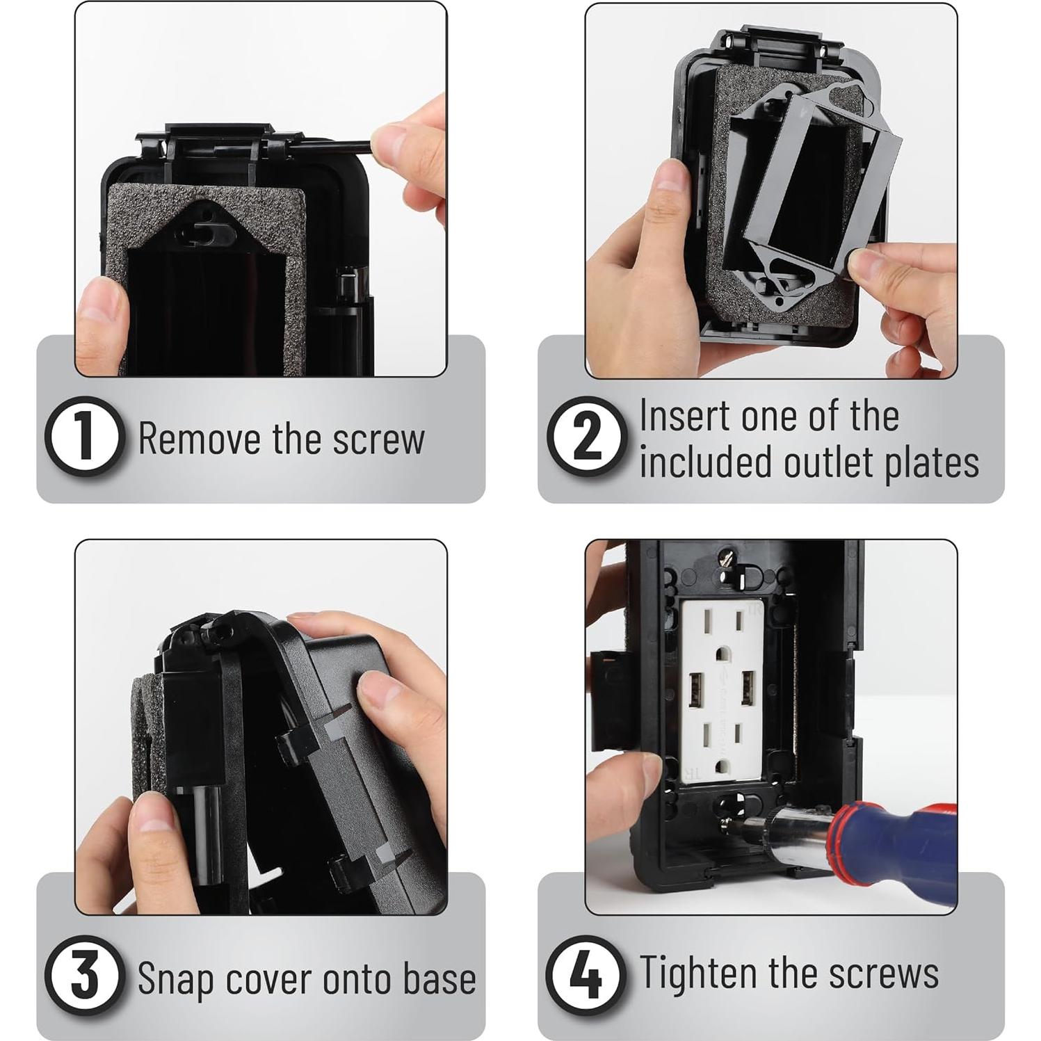 Cubierta de Salida Eléctrica Exterior Bates 1-Gang Negra