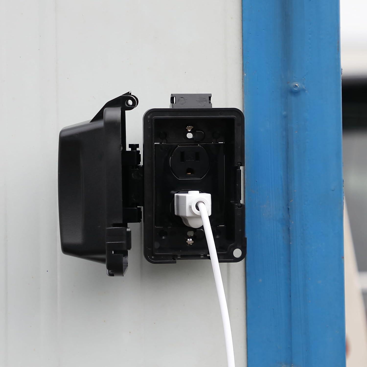 Cubierta de Salida Eléctrica Exterior Bates 1-Gang Negra