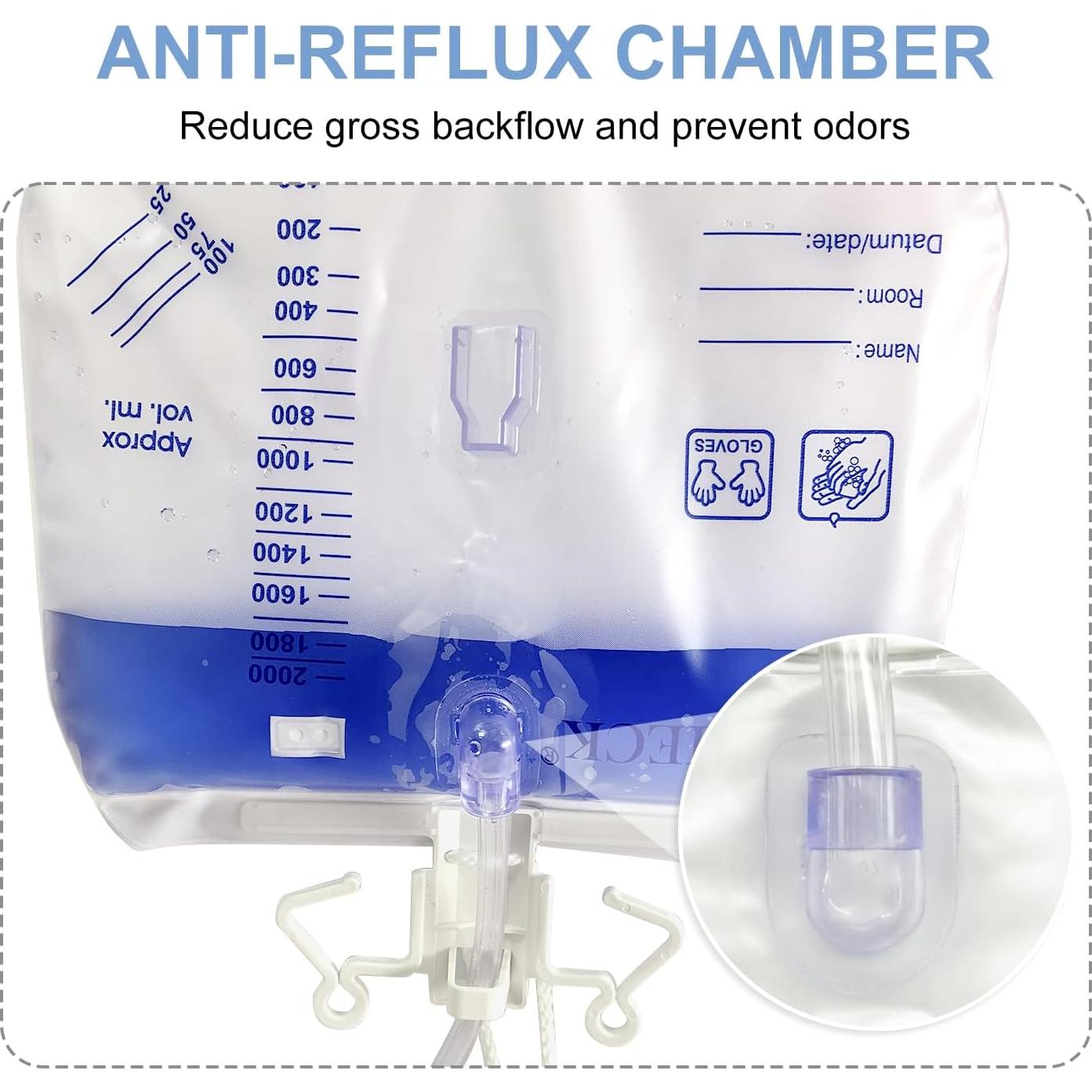 Paquete de 2 Bolsas de Drenaje Urinario DWCHECK 2000 mL