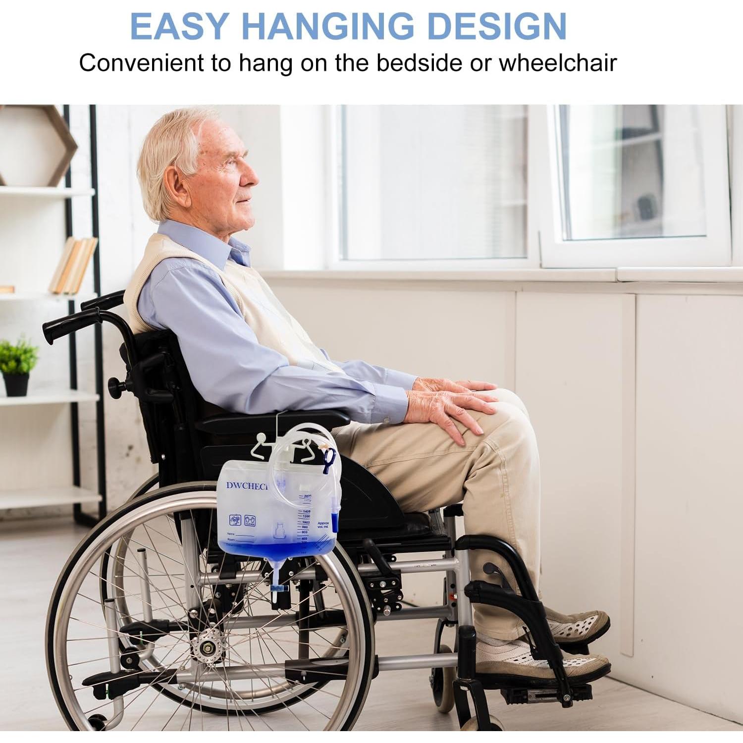 Paquete de 2 Bolsas de Drenaje Urinario DWCHECK 2000 mL