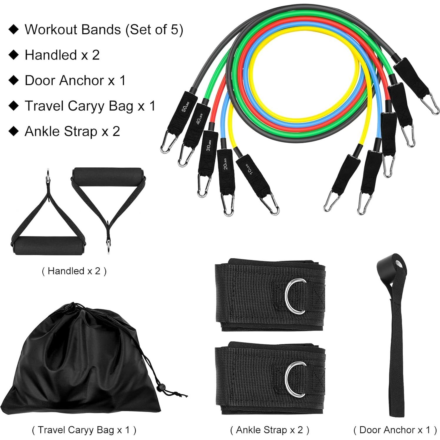 Juego de 5 Bandas de Resistencia twocorn - 4.5 a 22.7 kg