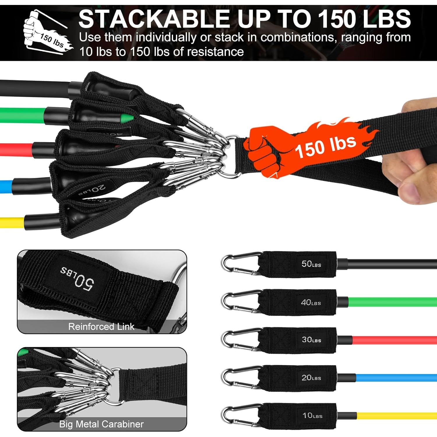 Juego de 5 Bandas de Resistencia twocorn - 4.5 a 22.7 kg