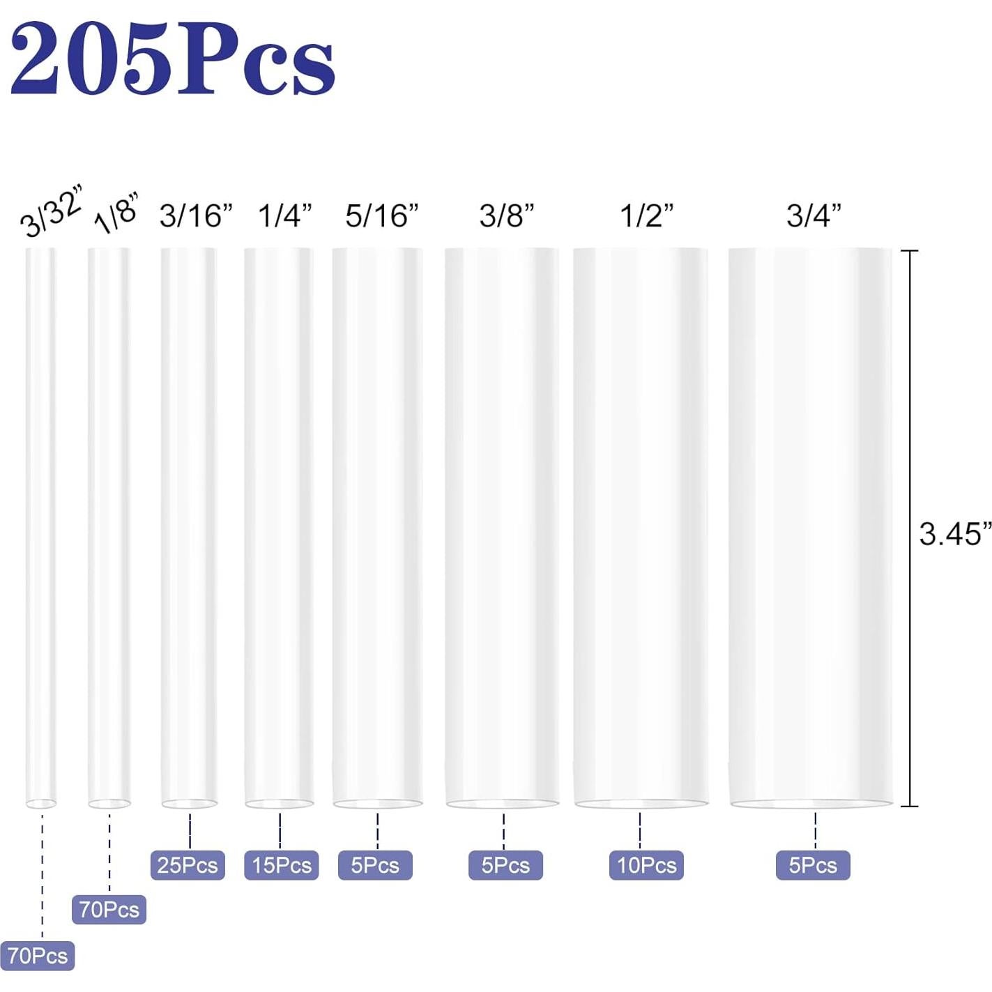 Kit de Tubos Termocontraíbles XHF 205 Pcs 3:1 Claro 3.5 cm