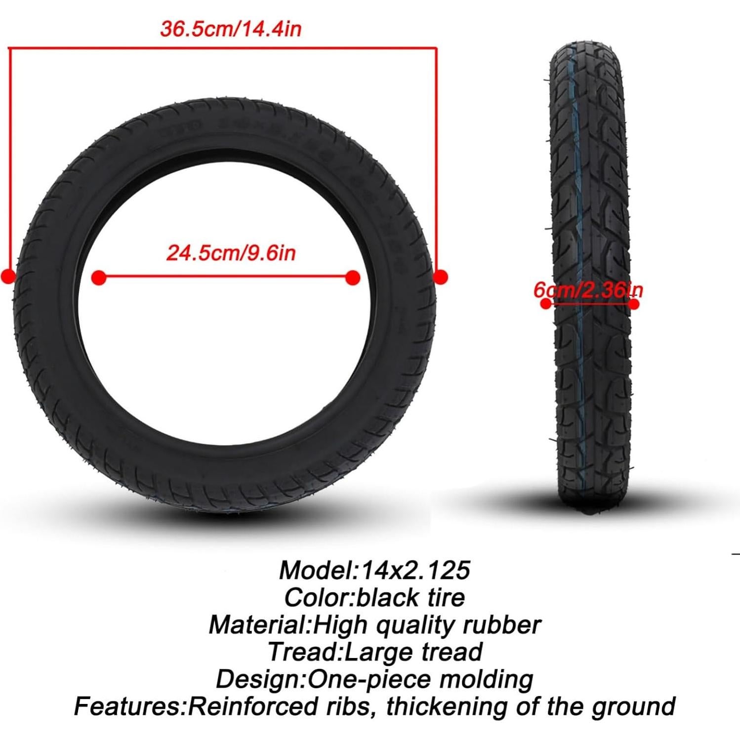 Neumáticos y Tubos 14x2.125 NiuJKun para Bicicleta Eléctrica