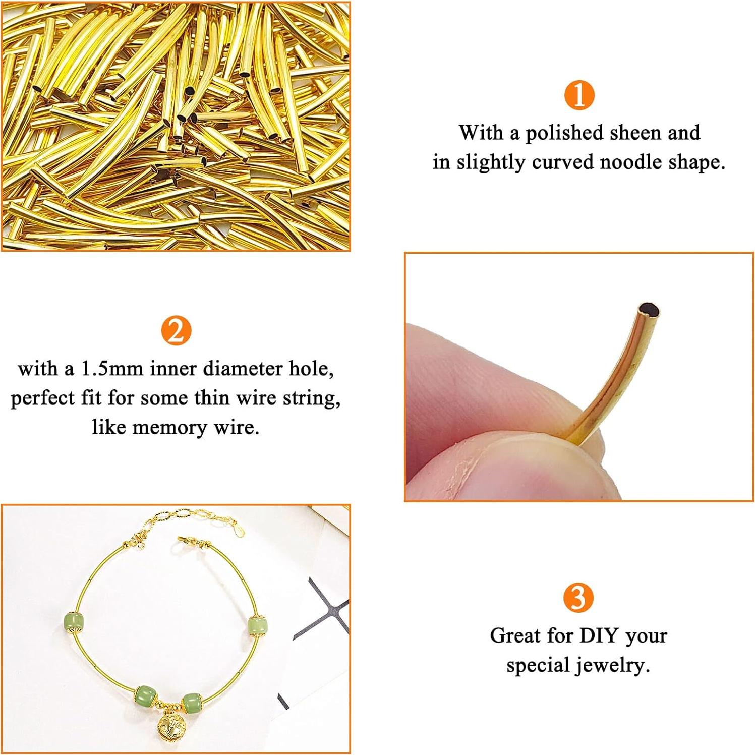 200 Espaciadores de Tubo de Fideos Oro 25mm Latón para Joyería