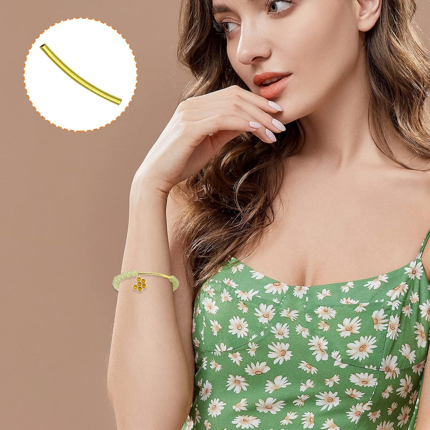 200 Espaciadores de Tubo de Fideos Oro 25mm Latón para Joyería