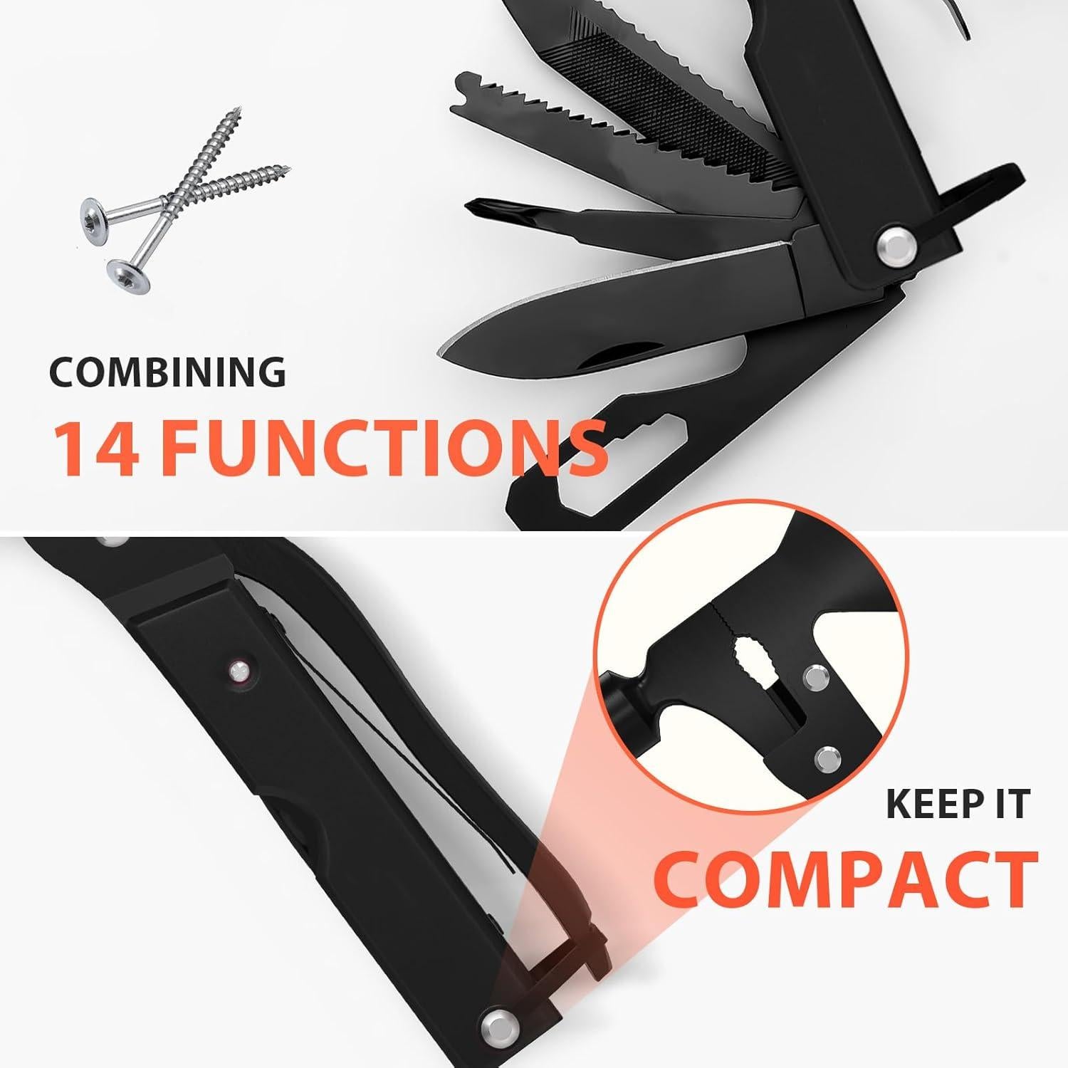Hacha Multitool 15 en 1 FFIPBGE Negra para Camping