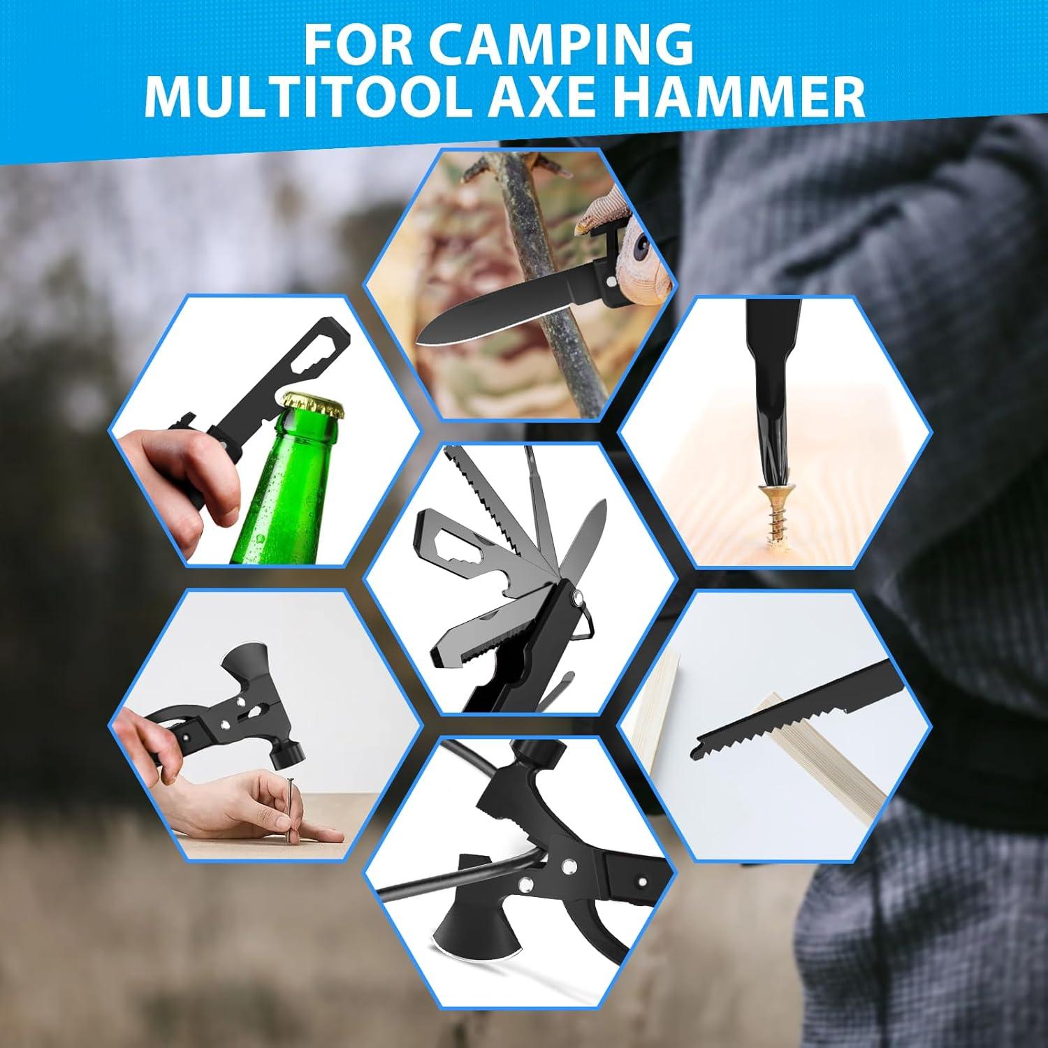 Hacha Multitool 15 en 1 FFIPBGE Negra para Camping