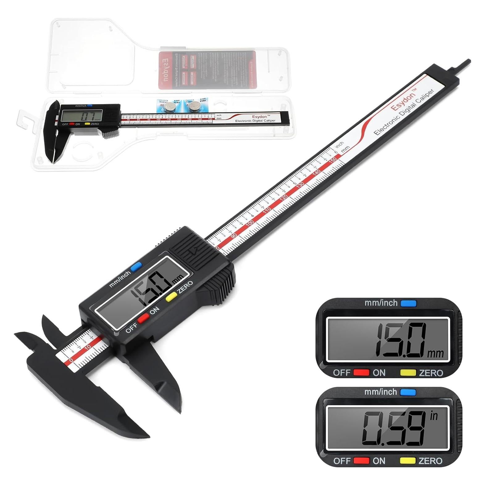 Calibrador Digital Esydon 150 mm con Pantalla LCD y Estuche