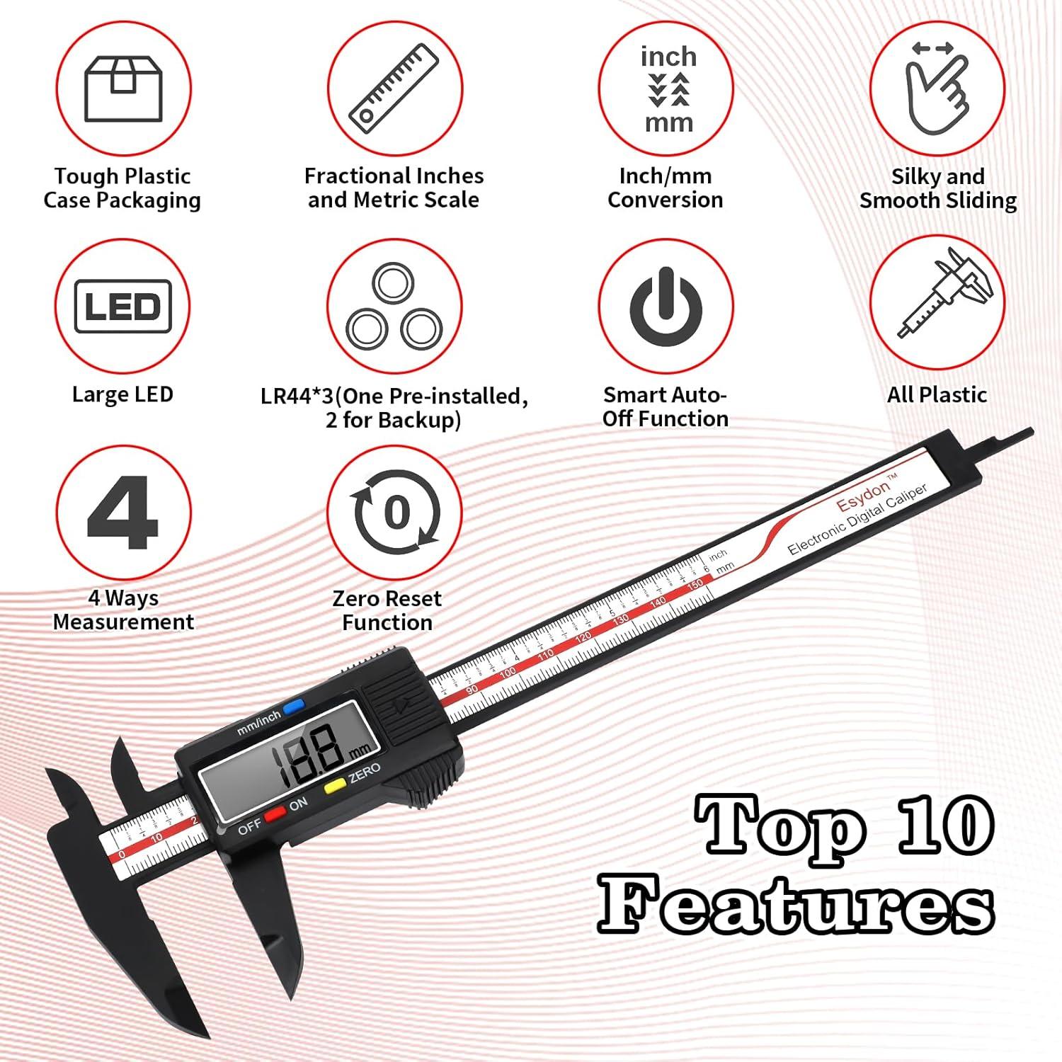 Calibrador Digital Esydon 150 mm con Pantalla LCD y Estuche