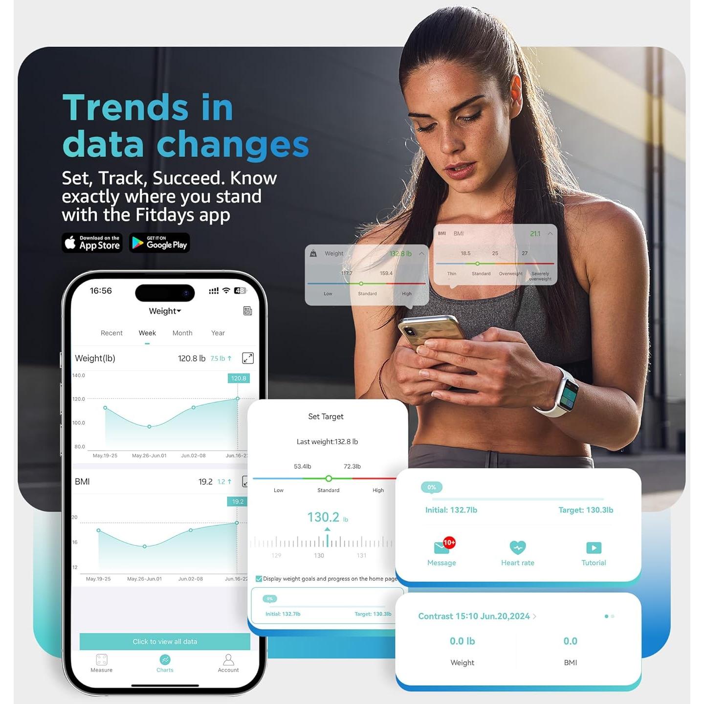 Báscula Digital Postura con 8 Electrodos y Pantalla LED