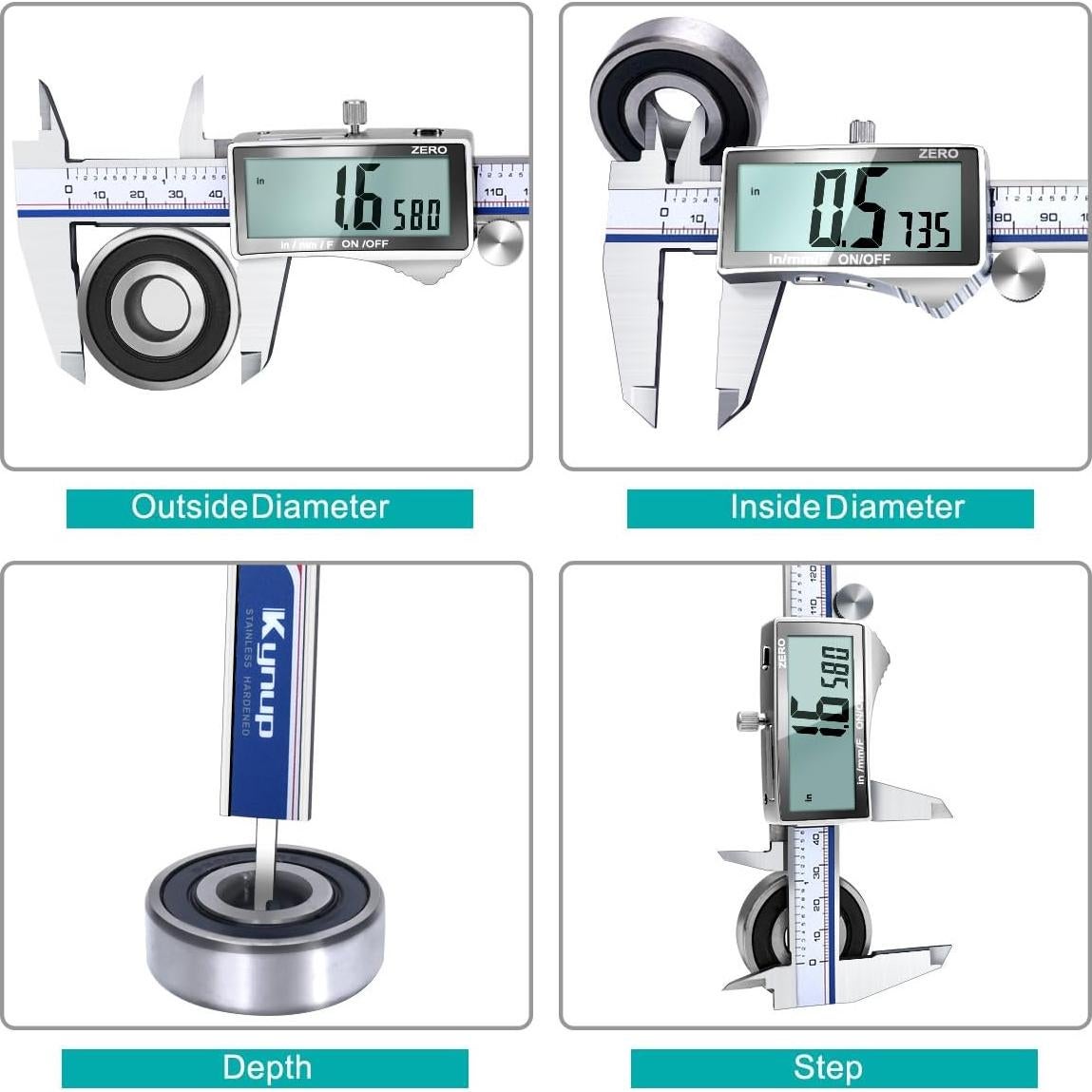 Calibrador Digital Kynup 150mm, Acero Inoxidable, Pantalla LCD
