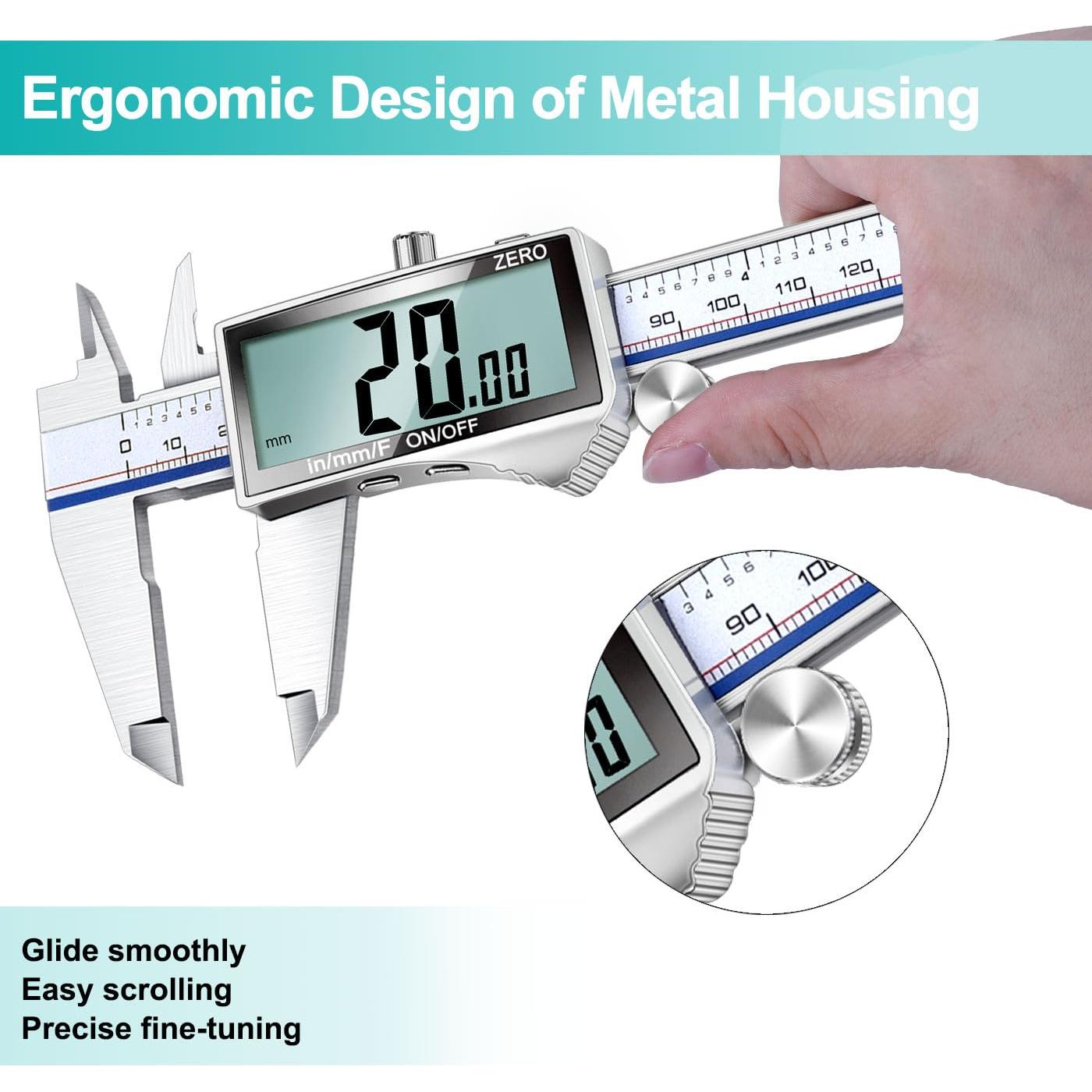 Calibrador Digital Kynup 150mm, Acero Inoxidable, Pantalla LCD