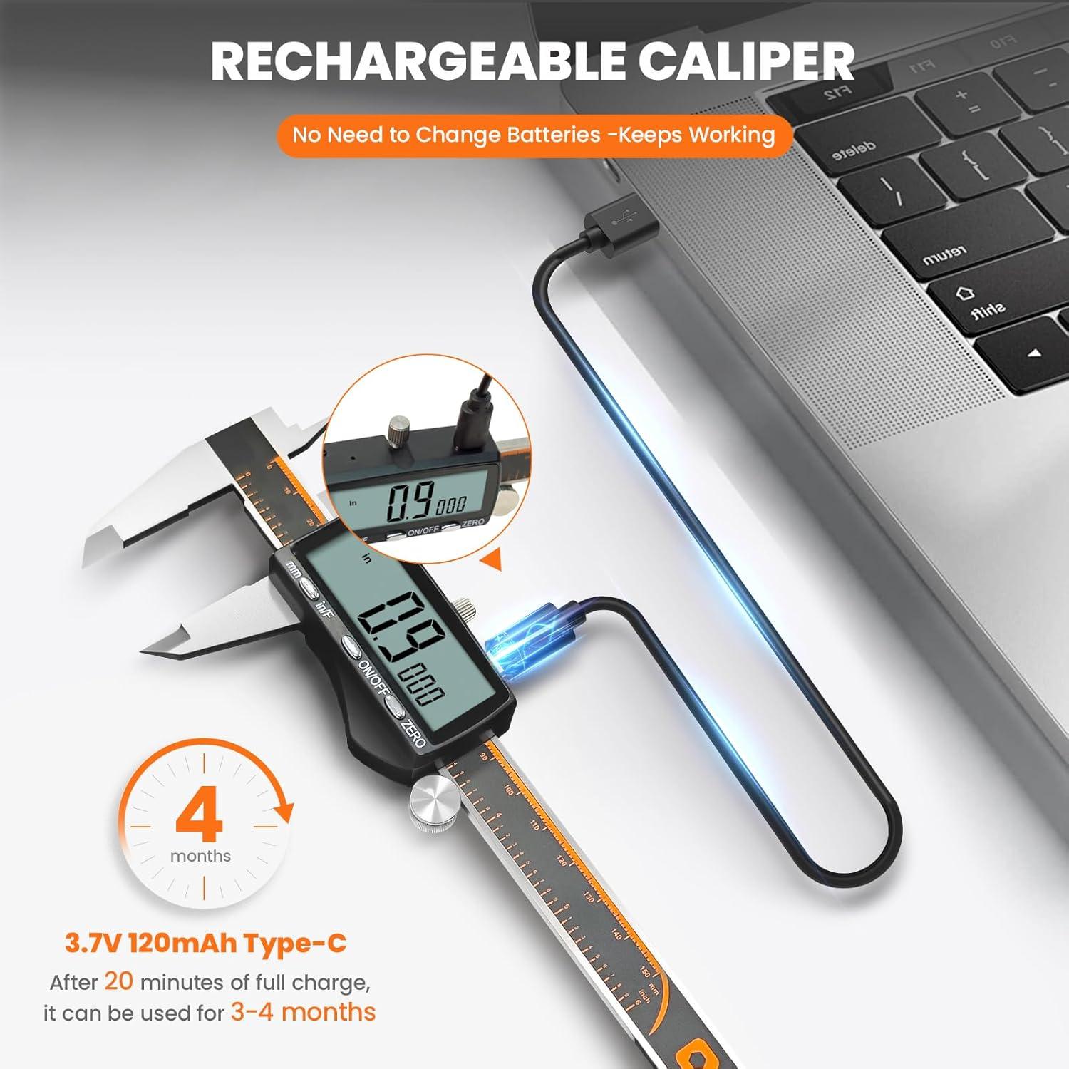 Calibre Digital Recargable HARDELL 15.24 cm con Pantalla LCD