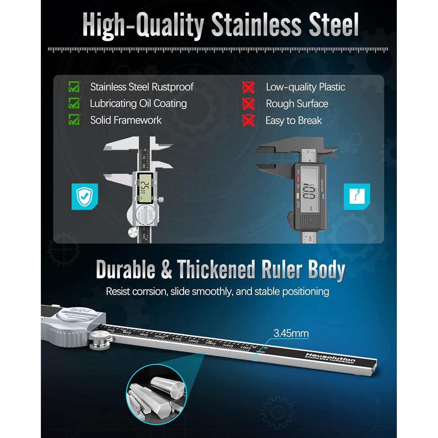 Calibrador Digital Housolution 15 cm IP54 Acero Inoxidable