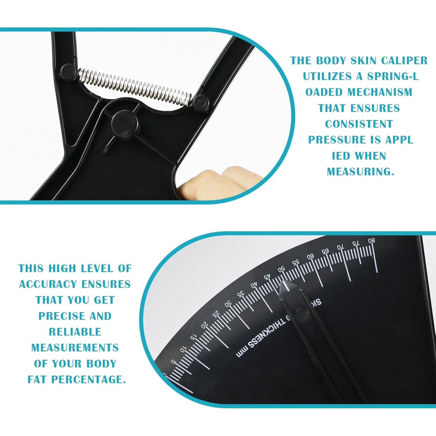 Calibrador de Grasa Corporal ZJIVQO Doble Resorte Negro