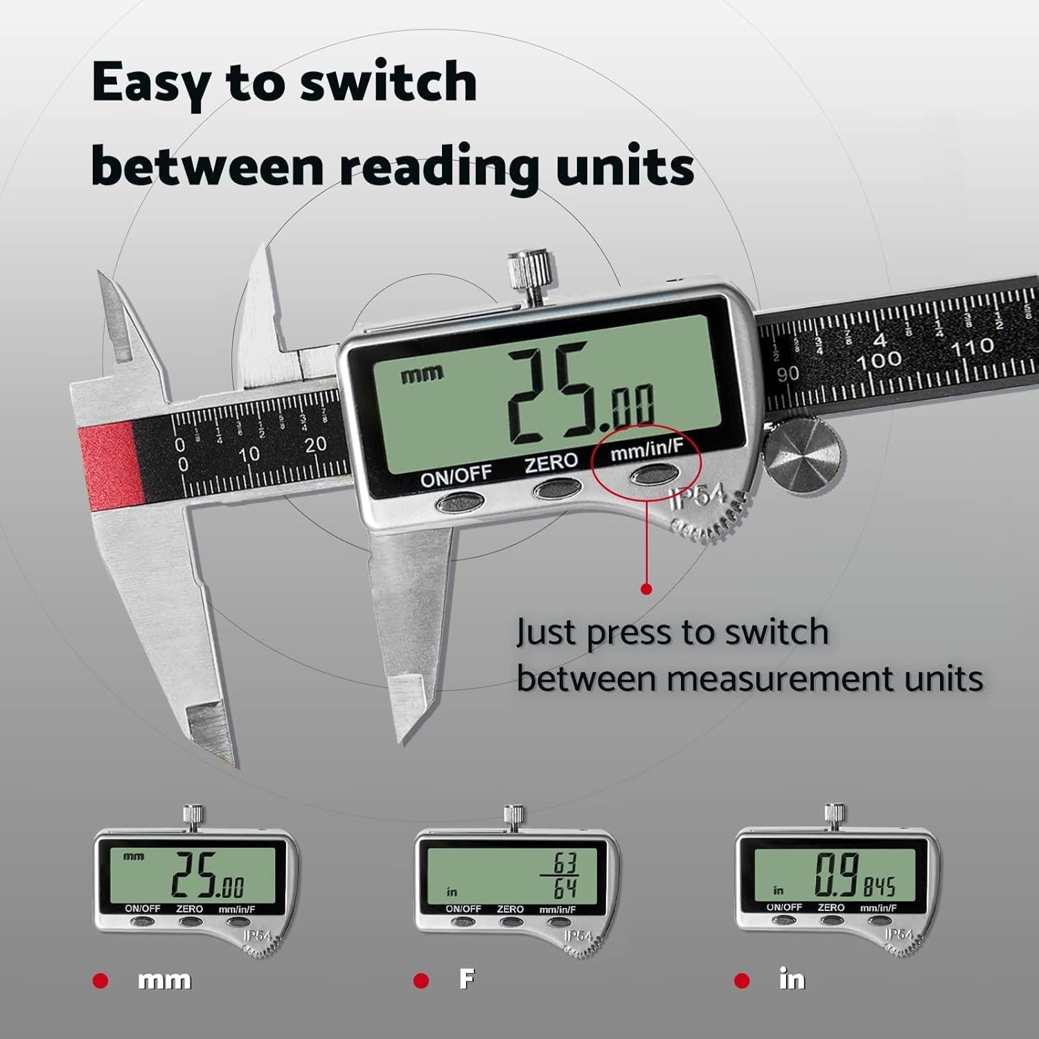 Calibrador Digital 150mm S&F STEAD & FAST LCD IP54