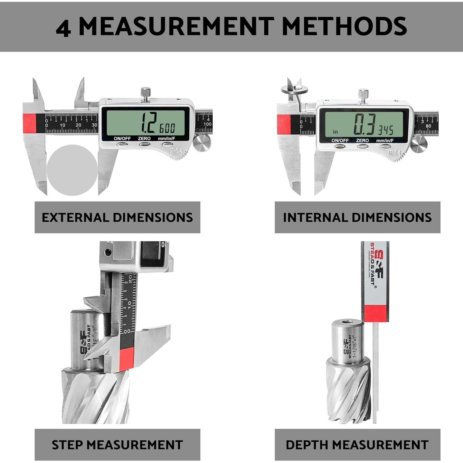 Calibrador Digital 150mm S&F STEAD & FAST LCD IP54
