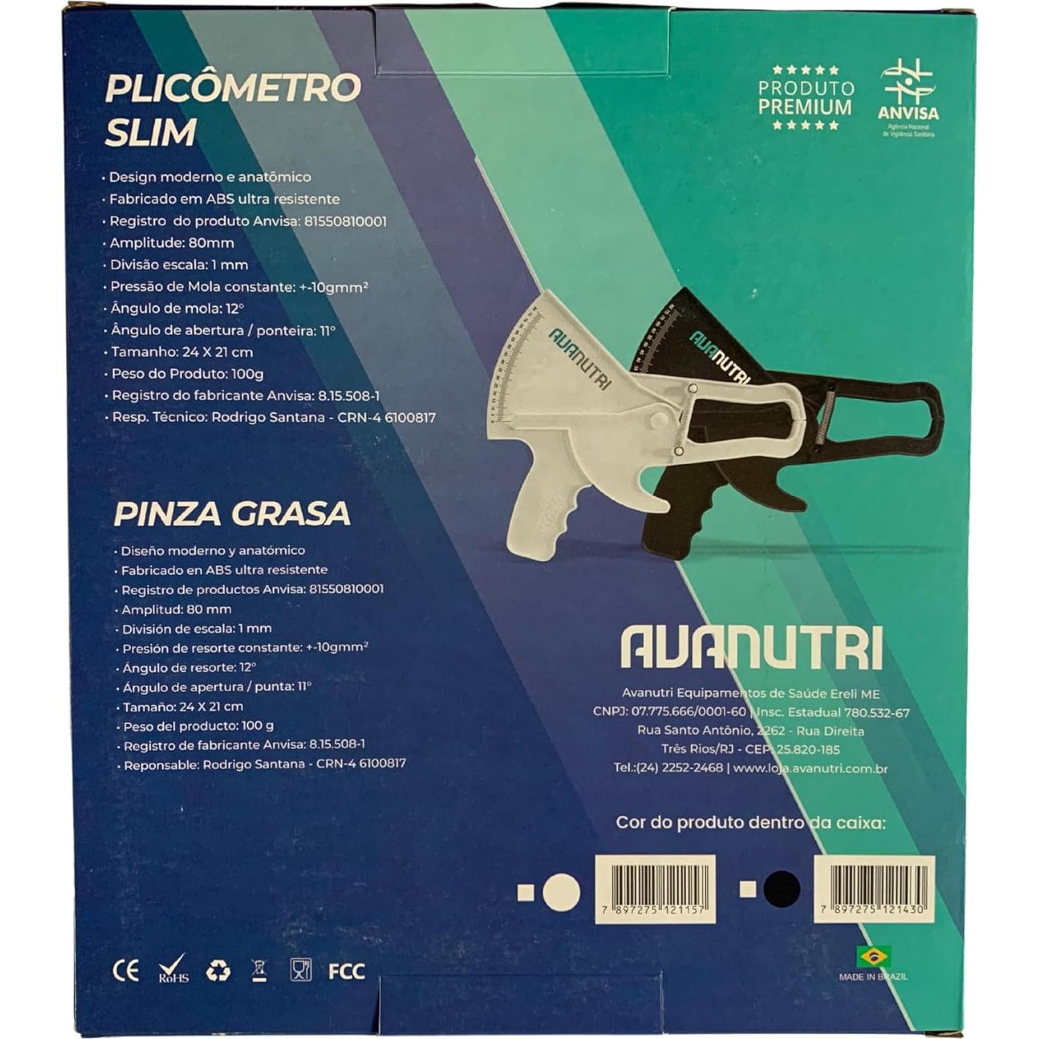 Calibrador de Piel AVANUTRI Slim para Grasa Corporal - Negro