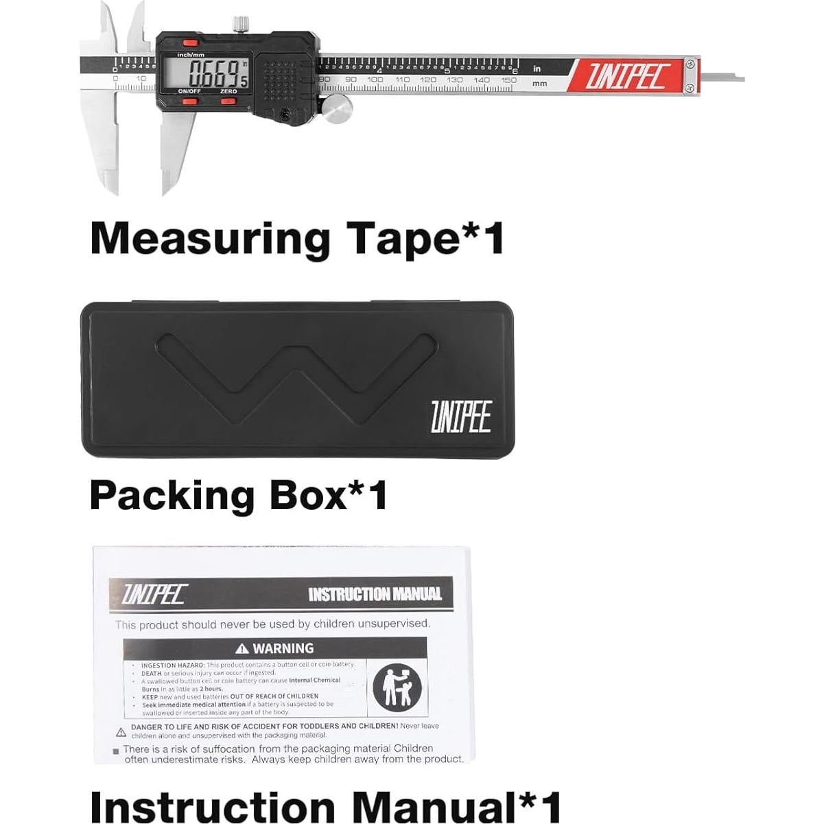 Calibrador Digital UNIPEC Acero Inoxidable 15.24 cm LCD