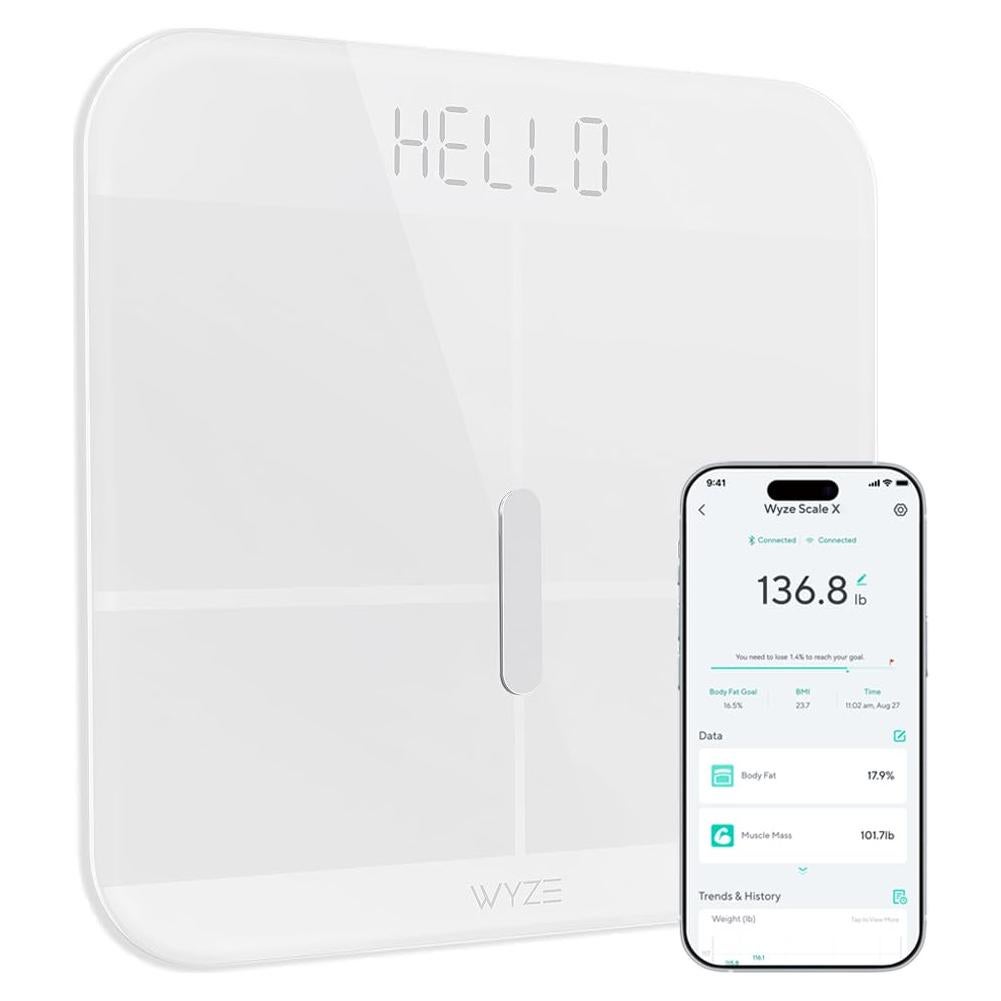 Escala Digital Wyze Scale X - Peso, IMC, Grasa y Más - Blanco